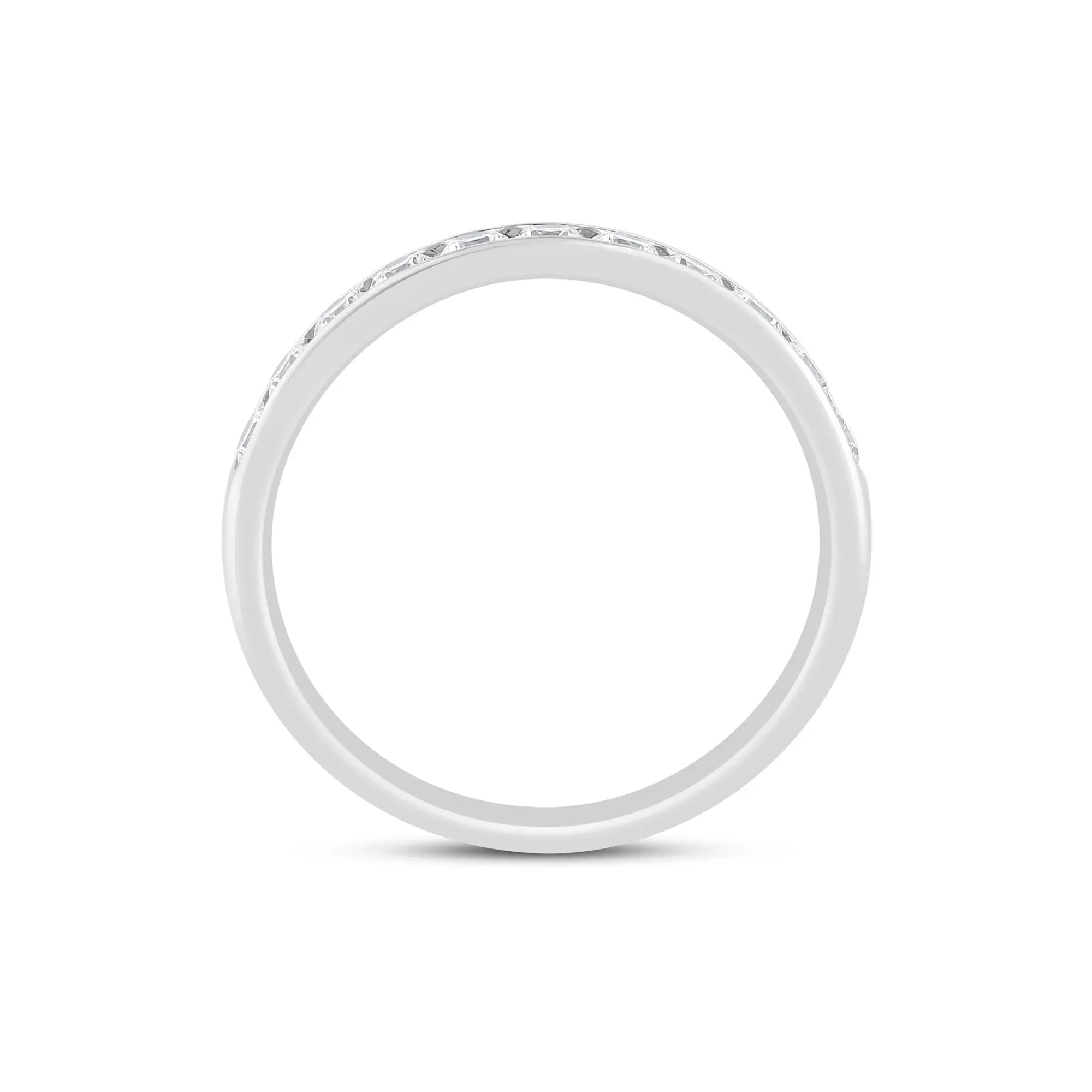 Diamond Channel Band Ring 14K White Gold (1/2ct. Tw.) Round Brilliant Cut Size 7.5 3mm - Image 2