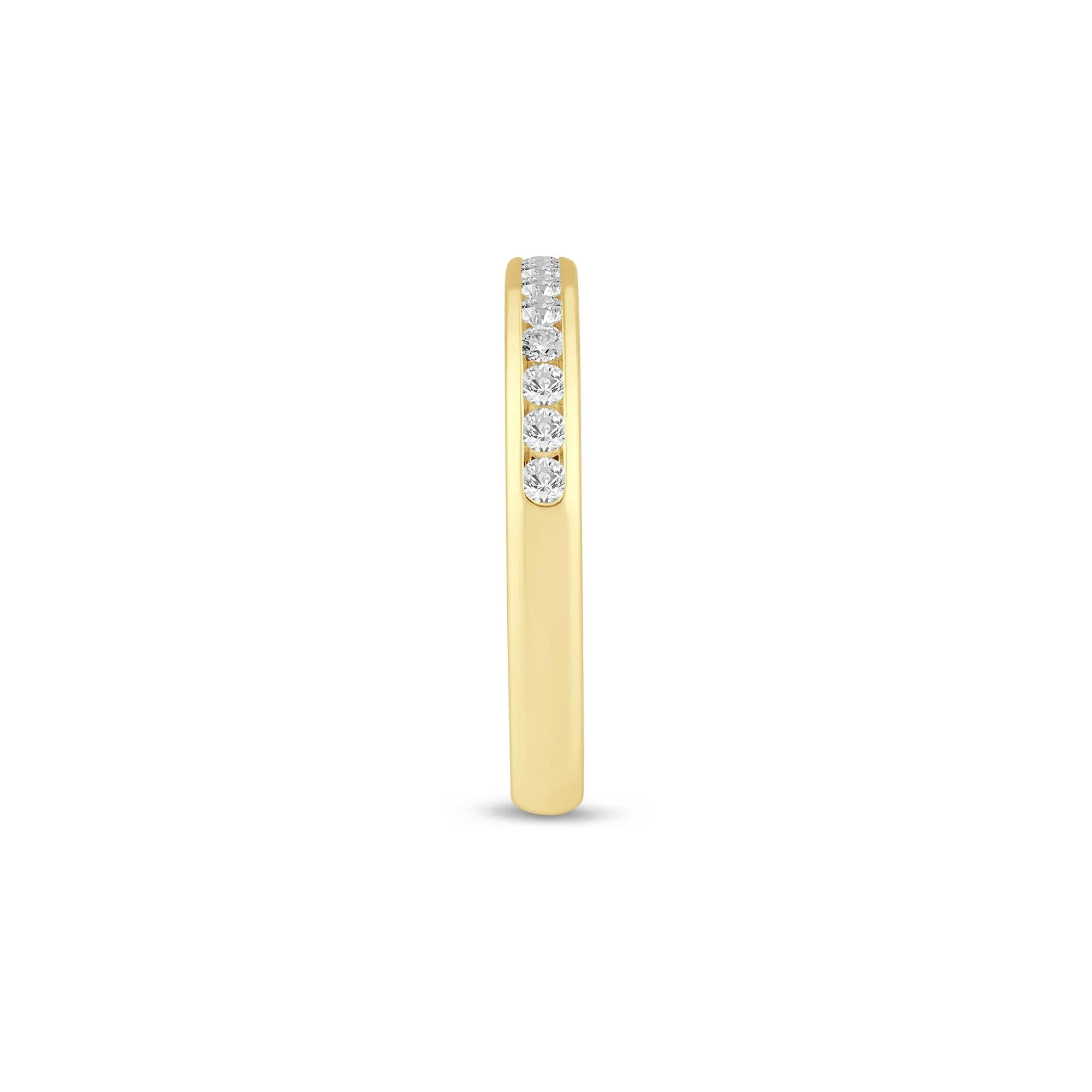1/4 CT. Tw. Diamond Channel Band Ring 14K Yellow Gold Round Brilliant Cut Size 6.5 2mm - Image 3