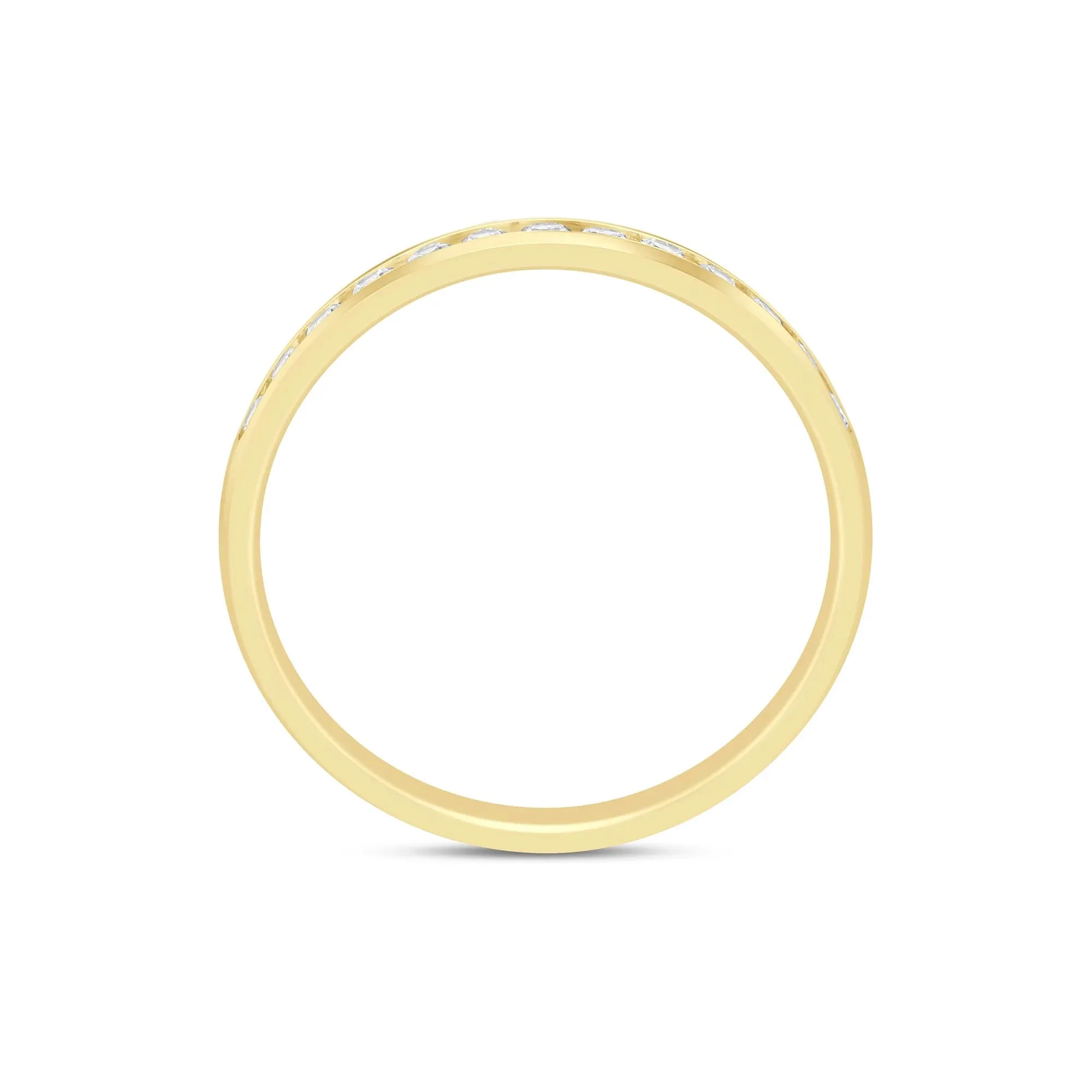 1/4 CT. Tw. Diamond Channel Band Ring 14K Yellow Gold Round Brilliant Cut Size 8 2mm - Image 2