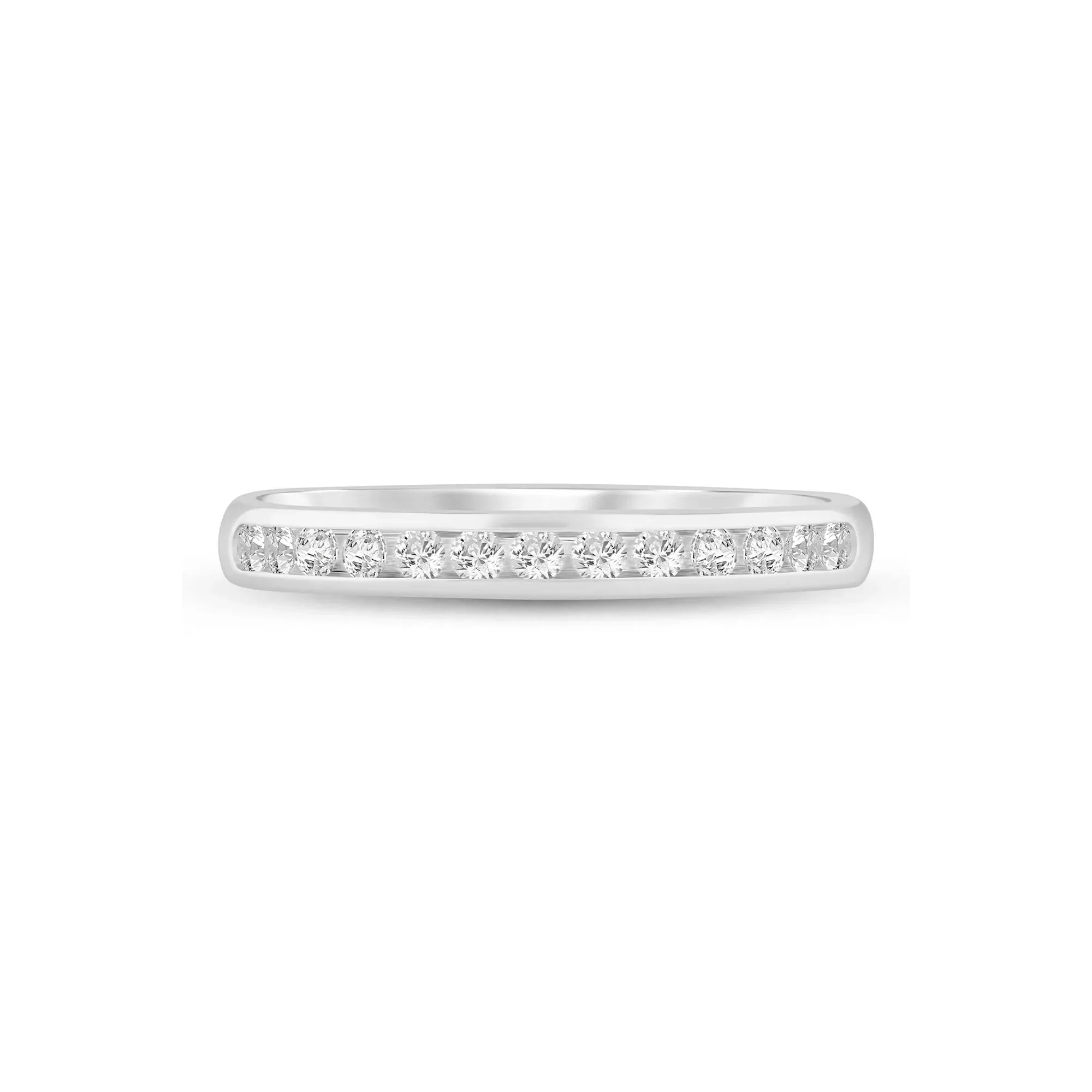 1/4 CT. Tw. Diamond Channel Band Ring 14K White Gold Round Brilliant Cut Size 7 2mm