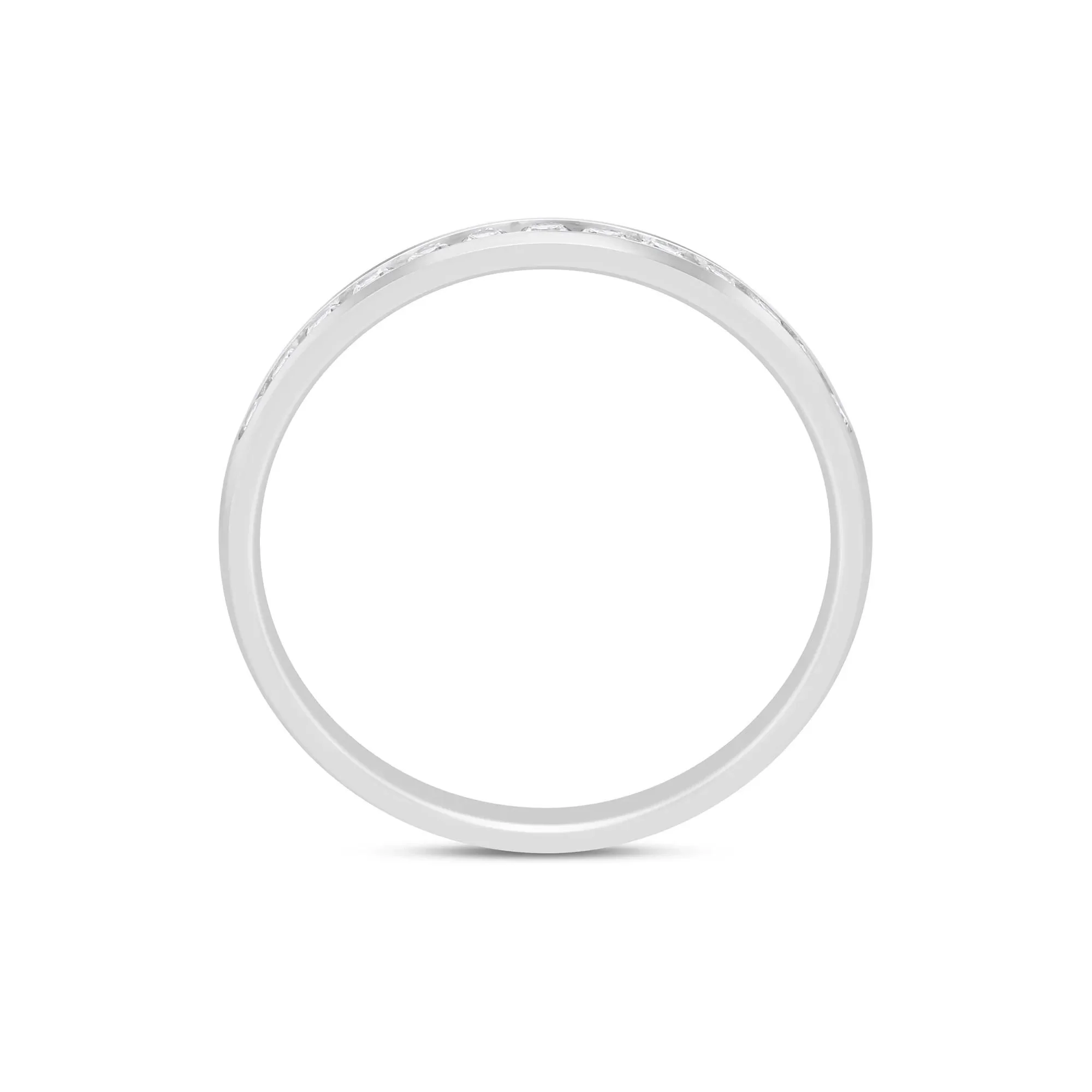 1/4 CT. Tw. Diamond Channel Band Ring 14K White Gold Round Brilliant Cut Size 7 2mm - Image 2