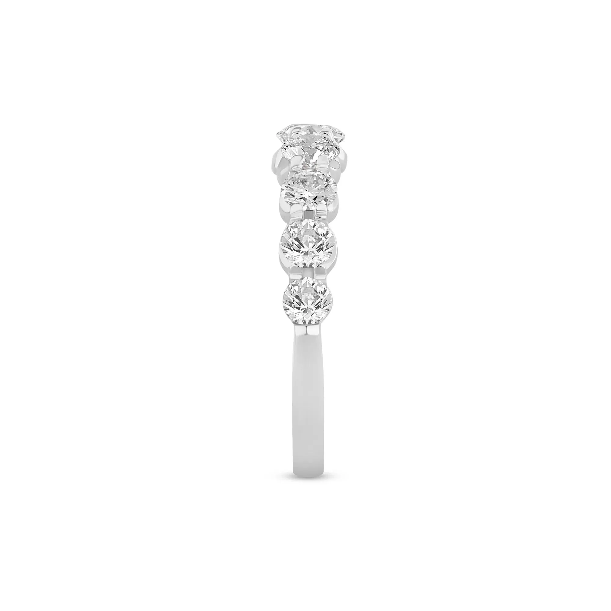 1/2 CT. Tw. Lab Grown Diamond Shared-Prong Band Ring 14K White Gold Round Brilliant Cut Size 6 1mm - Image 3