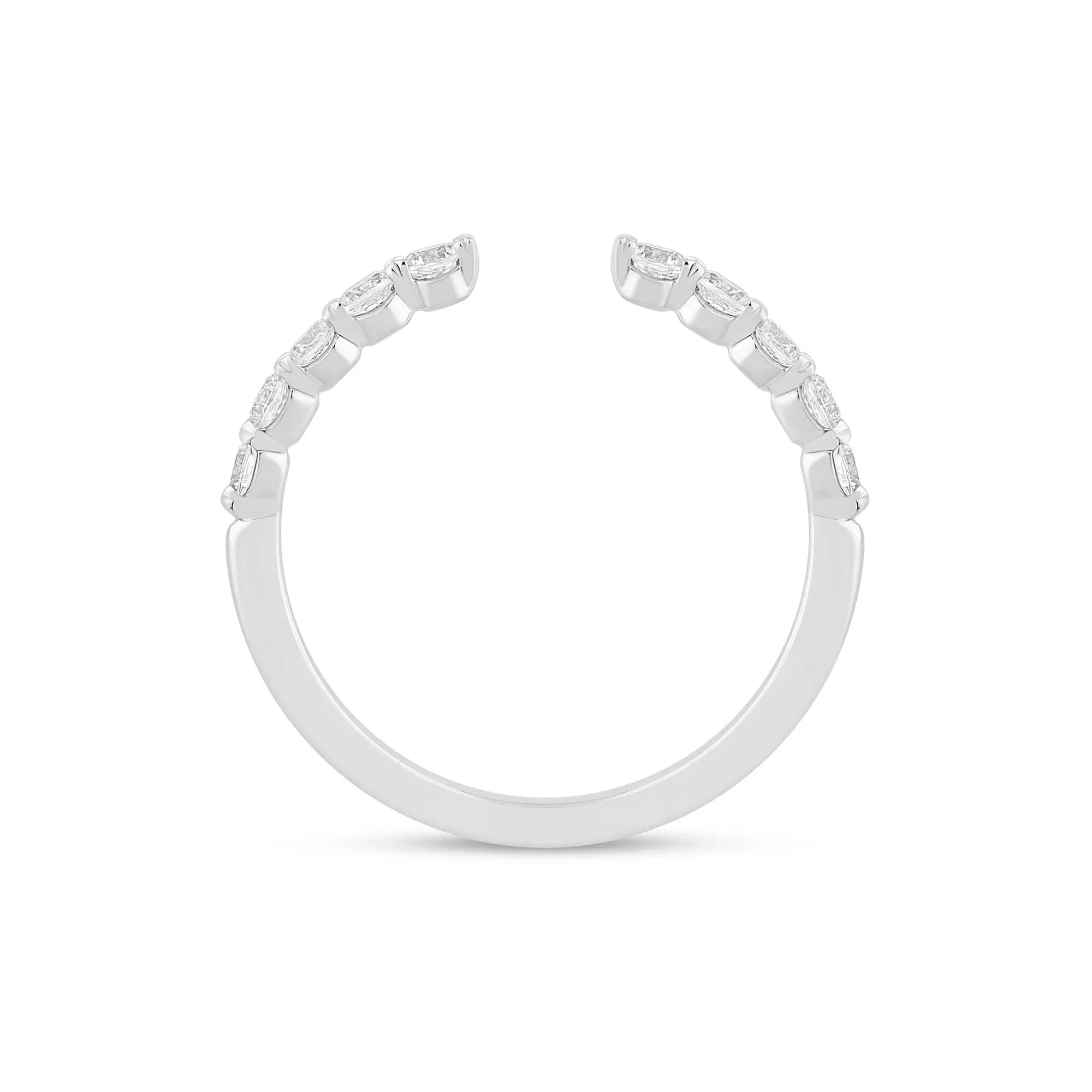 1/2 CT. Tw. Lab Grown Round Diamond Open Band Ring 14K White Gold Size 8.5 1mm - Image 2