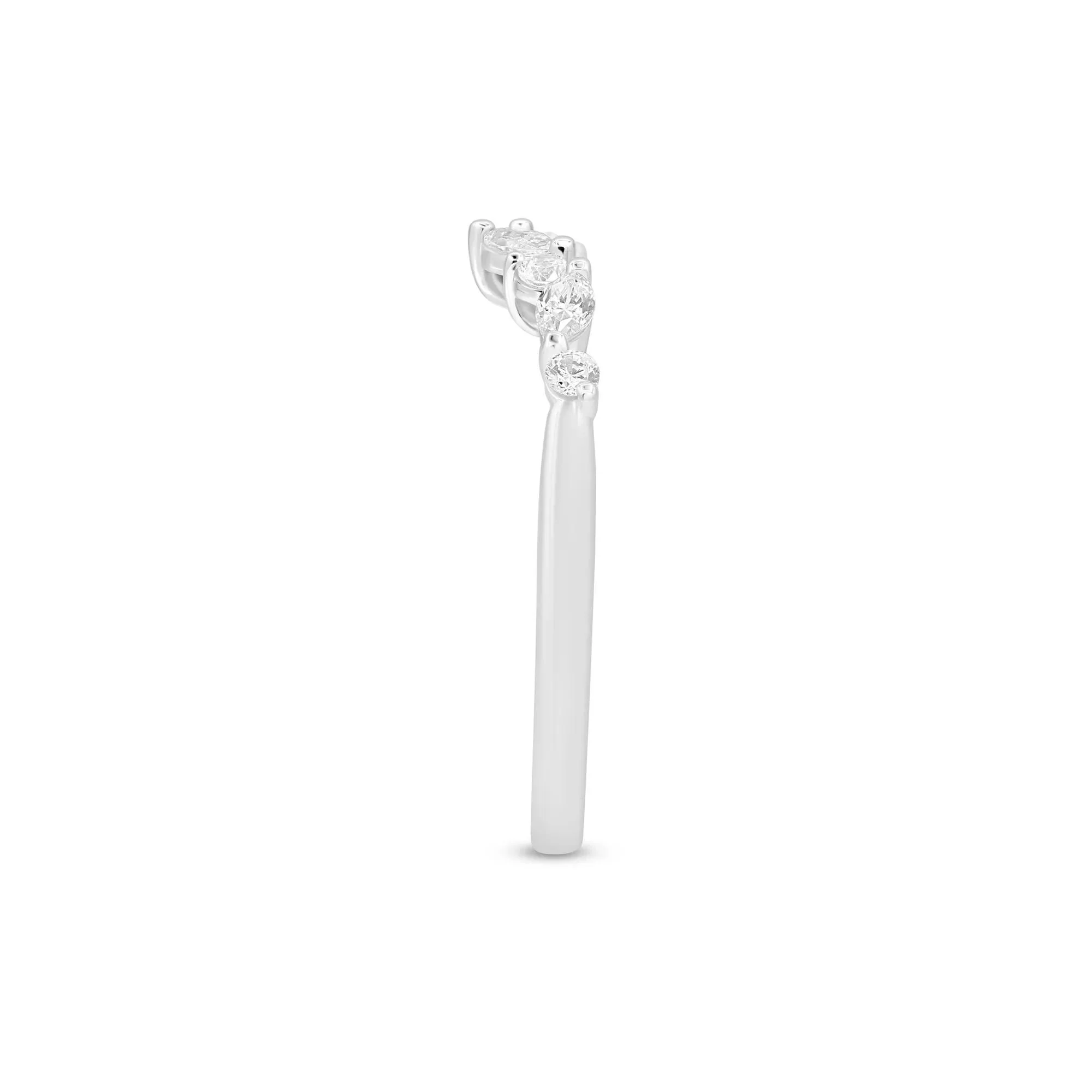 1/3 CT. Tw. Diamond Chevron Band Ring 14K White Gold Size 6.5 1mm - Image 3