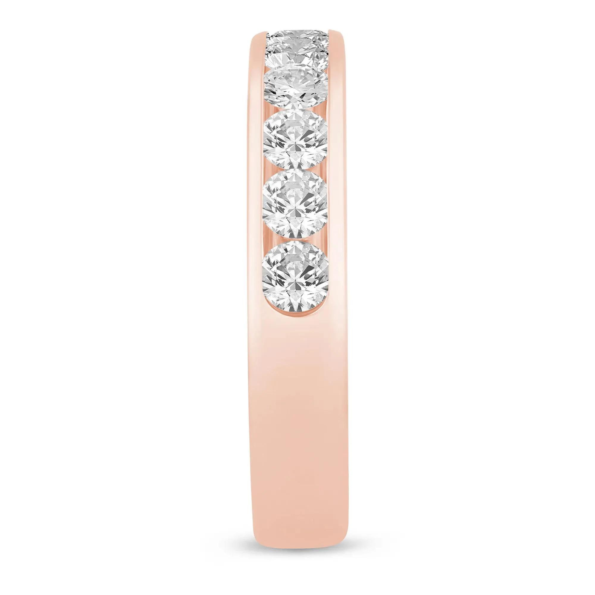 1 CT. Tw. Diamond Channel Band Ring 14K Rose Gold Round Brilliant Cut Size 8 3mm - Image 2