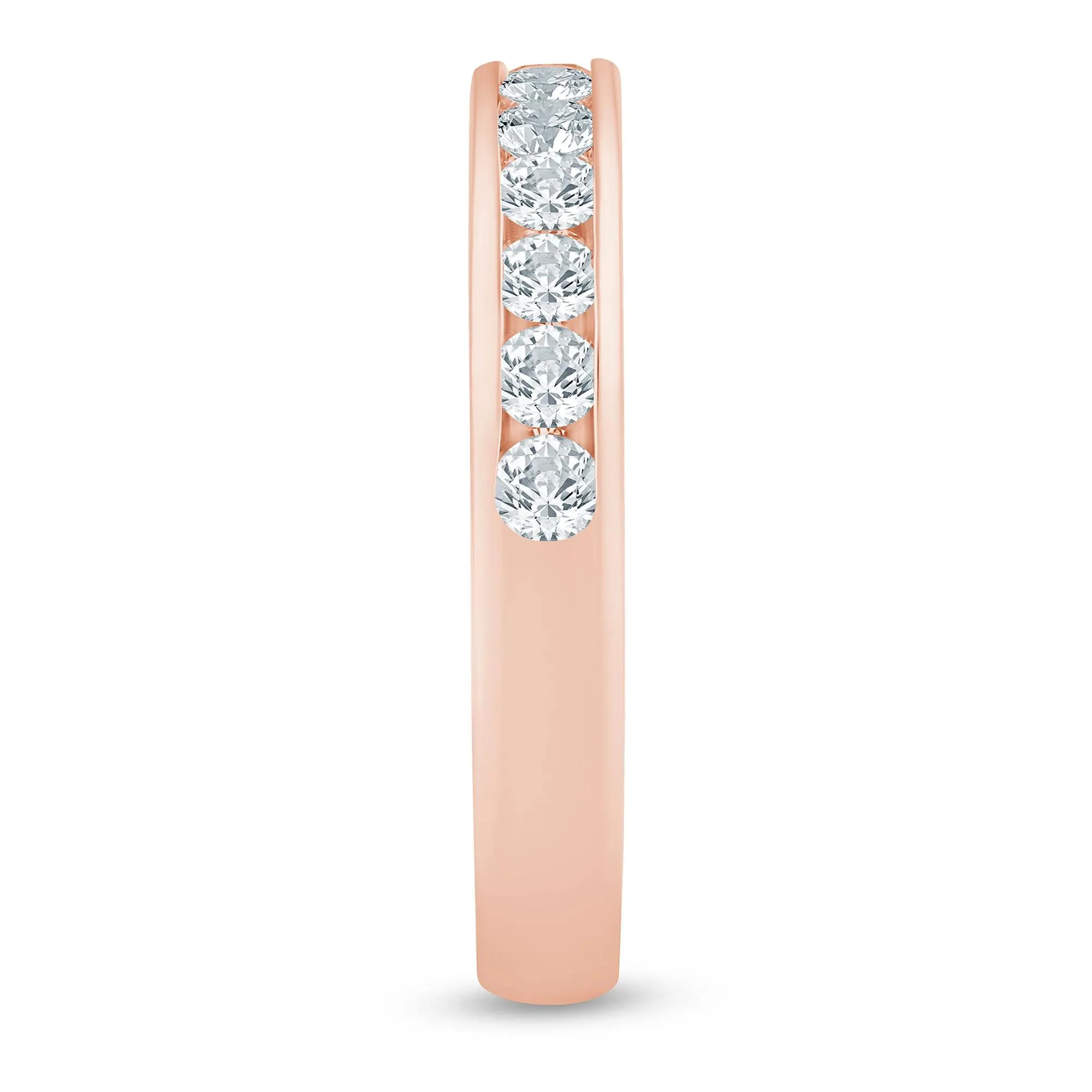 1/2 CT. Tw. Diamond Channel Band Ring 14K Rose Gold Round Brilliant Cut Size 7.5 3mm - Image 3