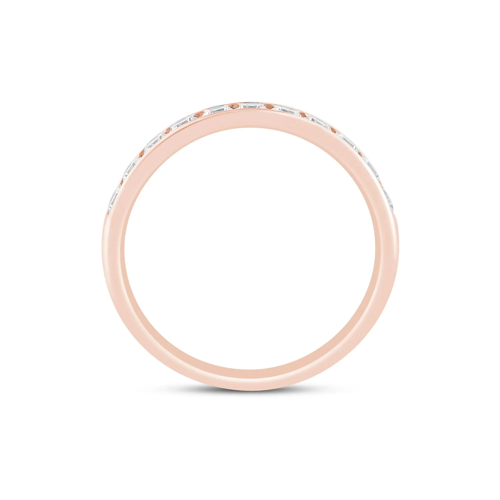 1/2 CT. Tw. Diamond Channel Band Ring 14K Rose Gold Round Brilliant Cut Size 8.5 3mm - Image 2