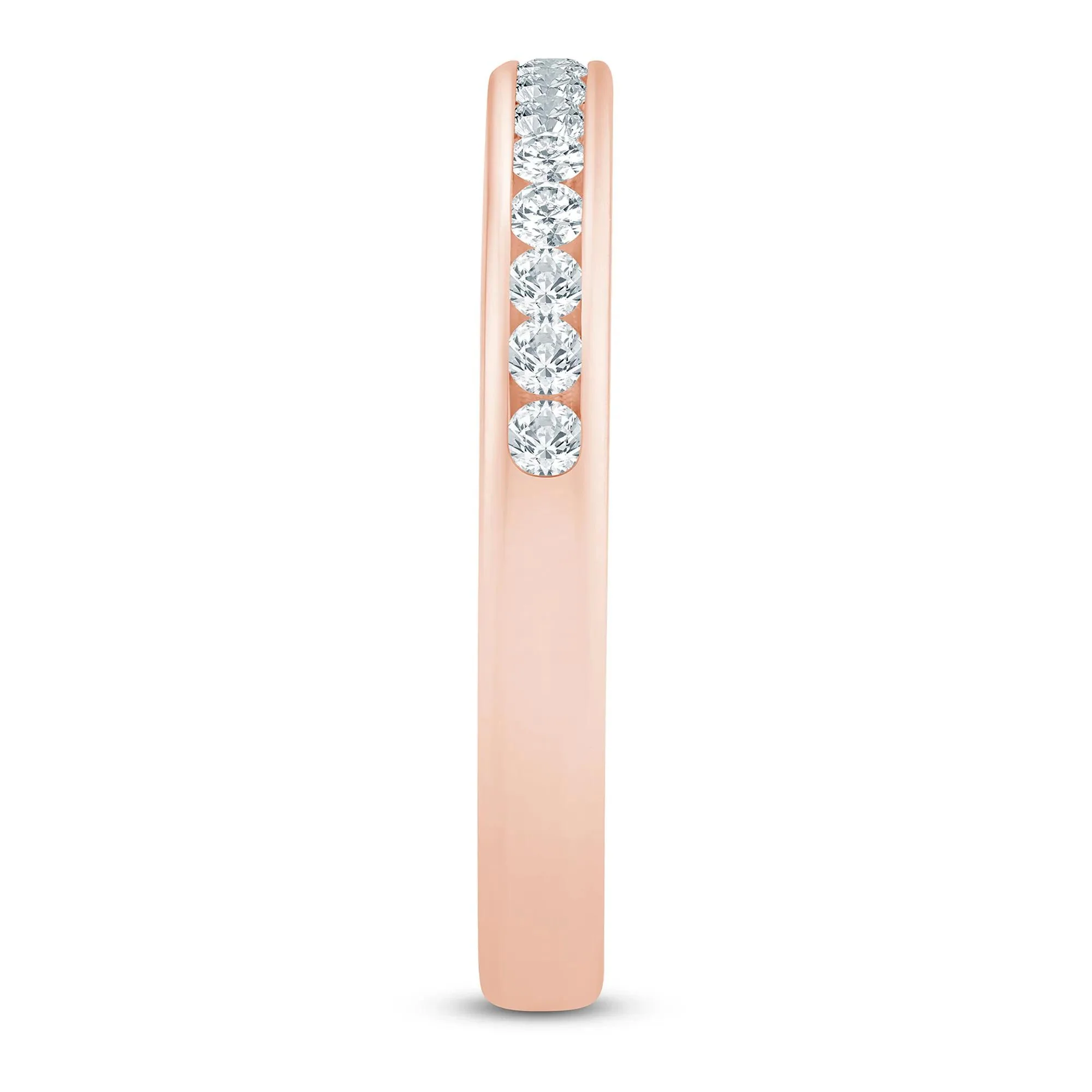 1/4 CT. Tw. Diamond Channel Band Ring 14K Rose Gold Round Brilliant Cut Size 5 2mm - Image 3
