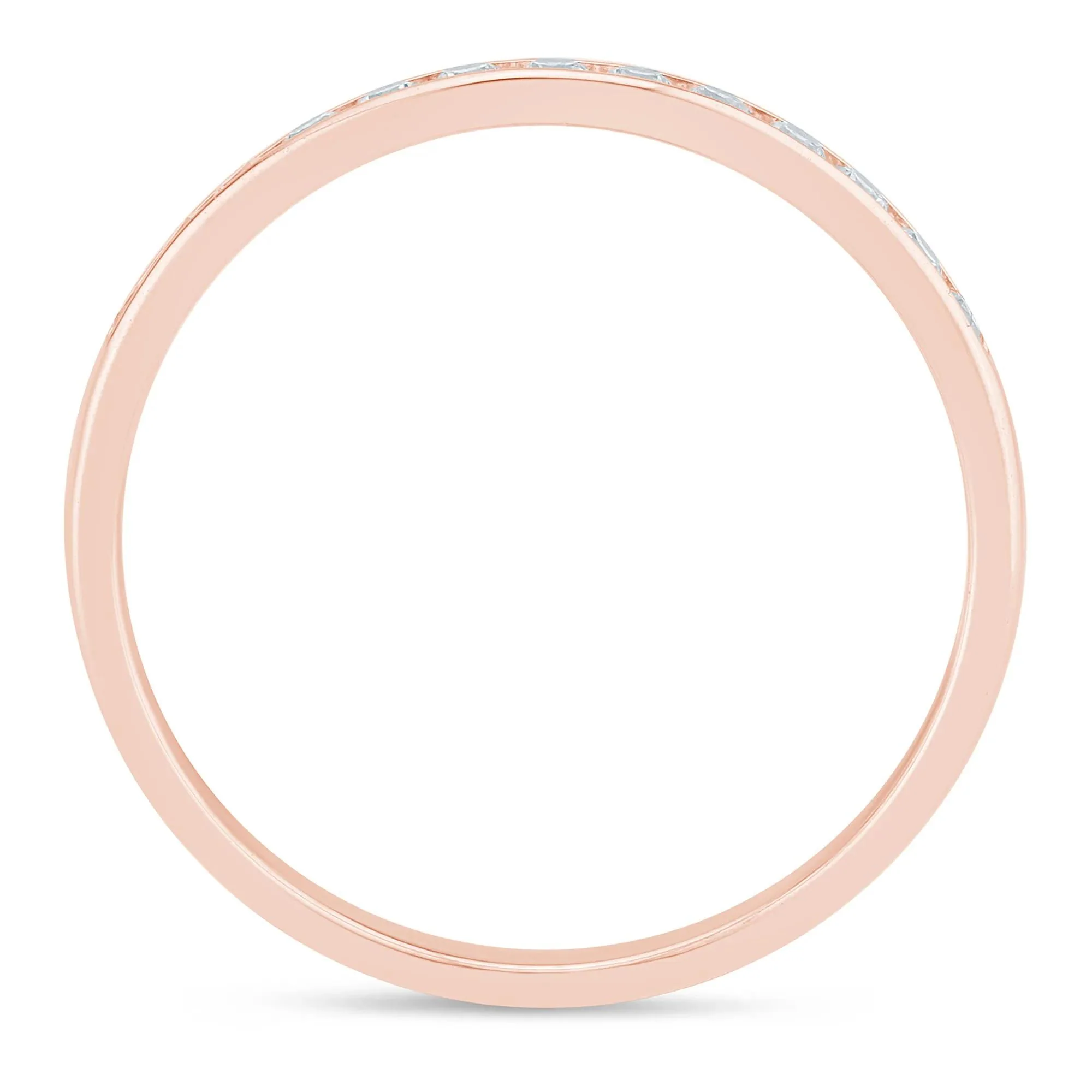 1/4 CT. Tw. Diamond Channel Band Ring 14K Rose Gold Round Brilliant Cut Size 8.5 2mm - Image 2