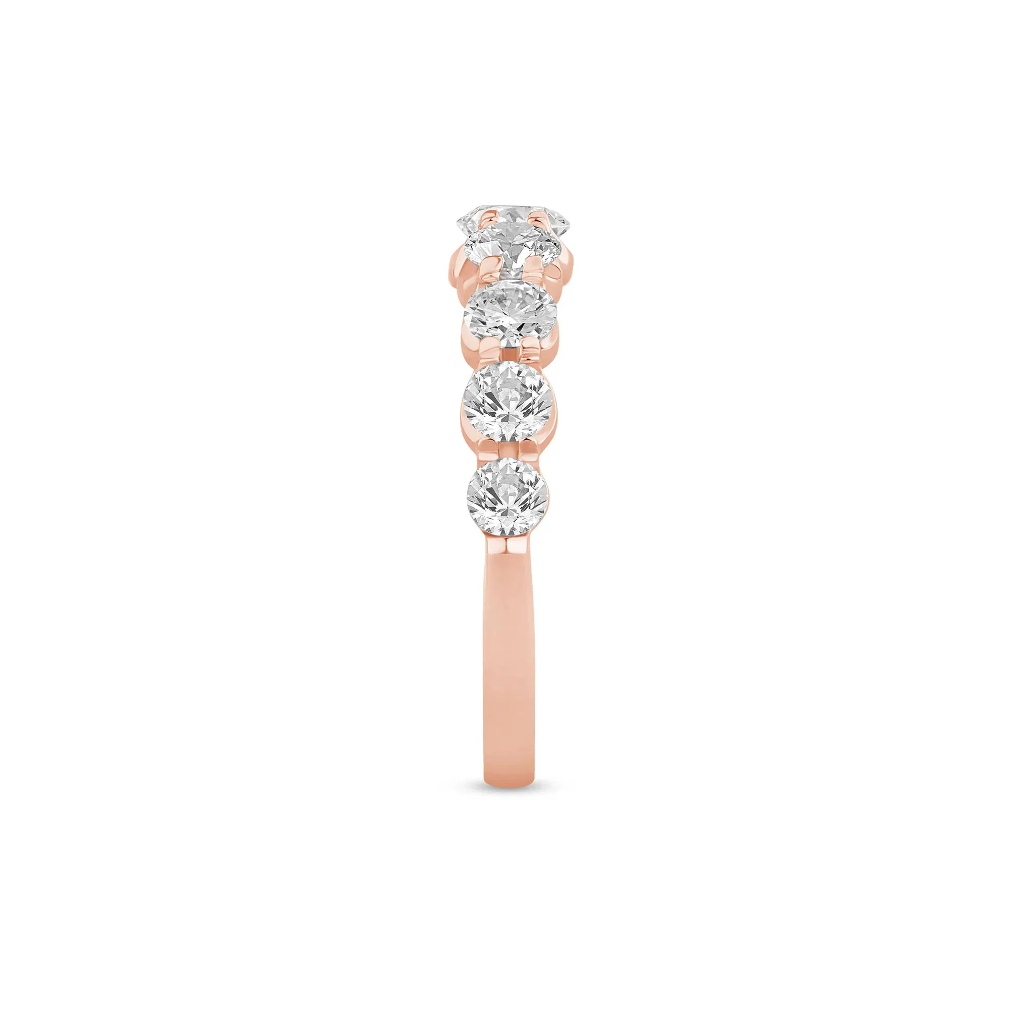 1/2 CT. Tw. Lab Grown Diamond Shared-Prong Band Ring 14K Rose Gold Round Brilliant Cut Size 7.5 1mm - Image 3