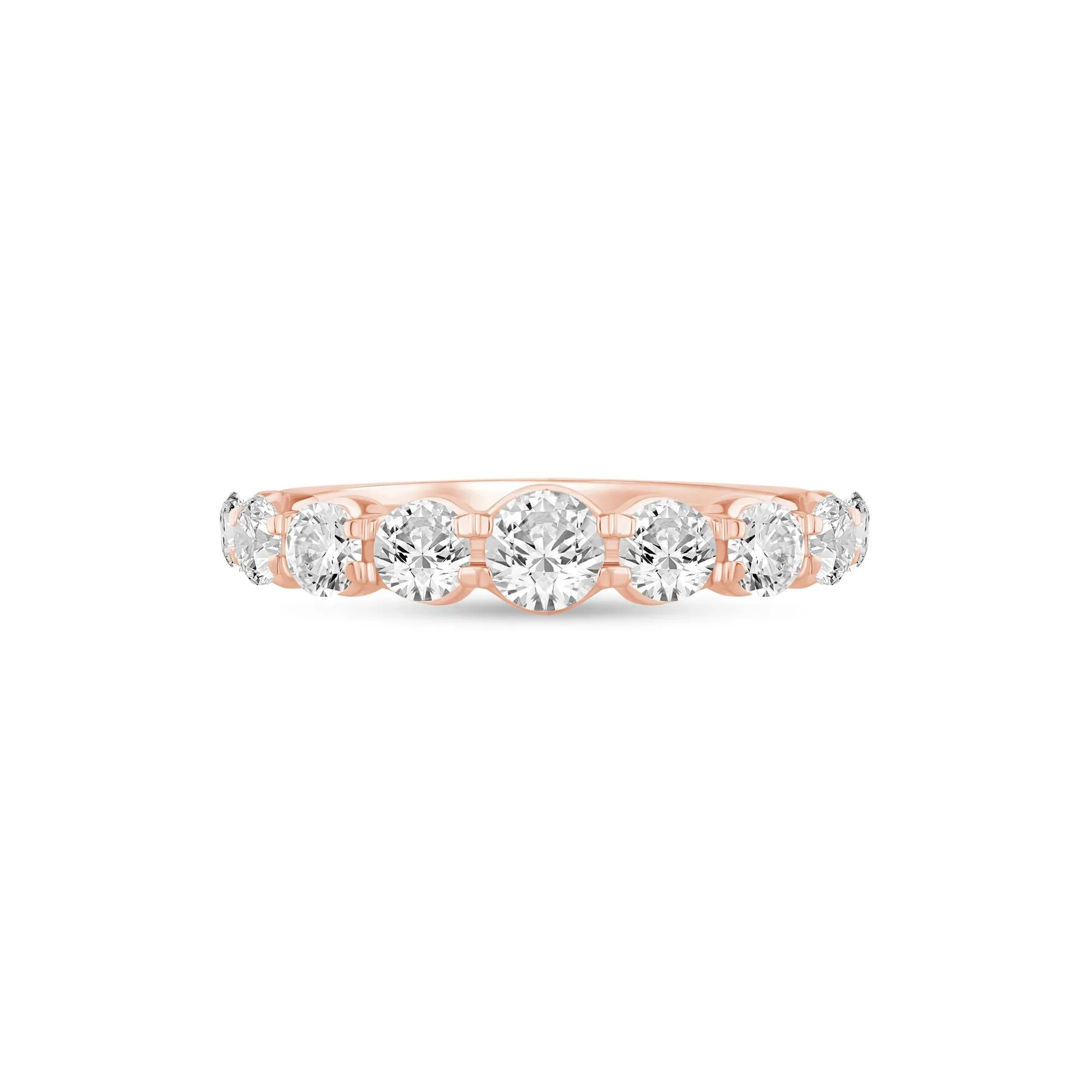 1/2 CT. Tw. Lab Grown Diamond Shared-Prong Band Ring 14K Rose Gold Round Brilliant Cut Size 8.5 1mm