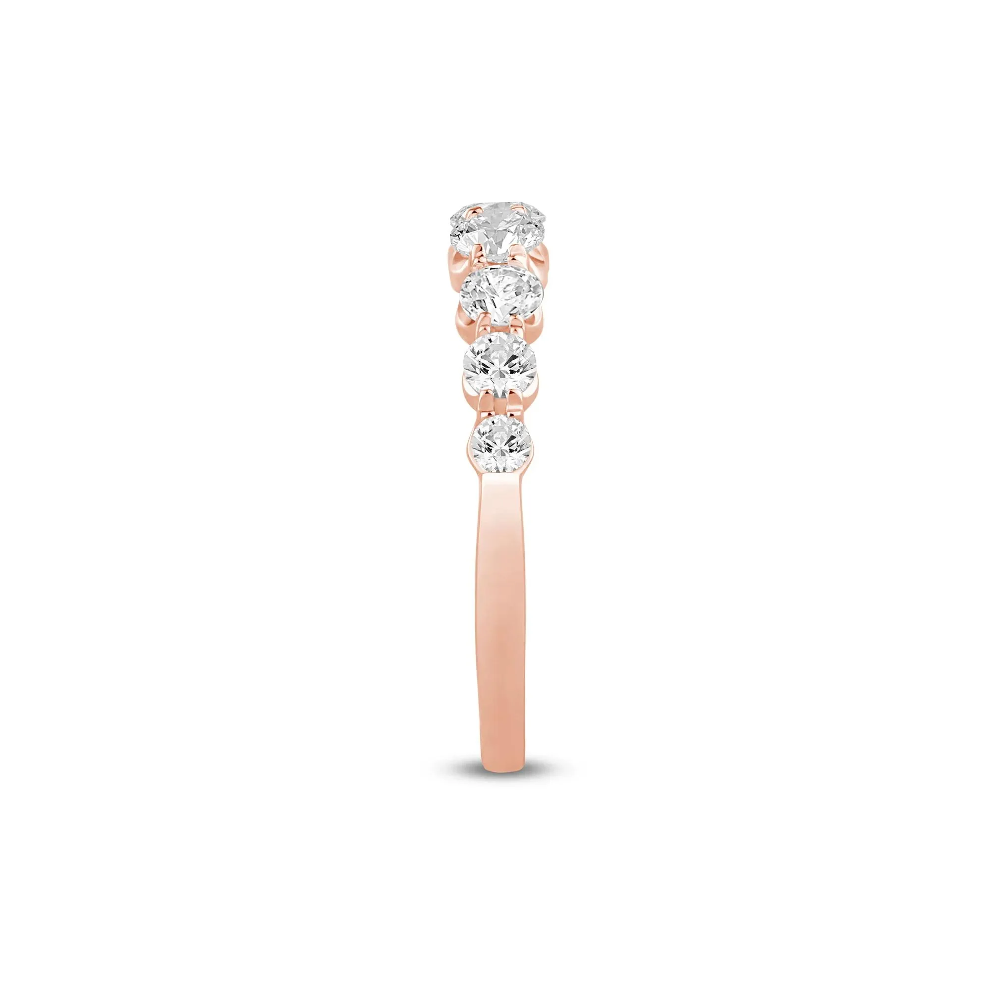 1 CT. Tw. Lab Grown Diamond Shared-Prong Band Ring 14K Rose Gold Round Brilliant Cut Size 6.5 1mm - Image 3