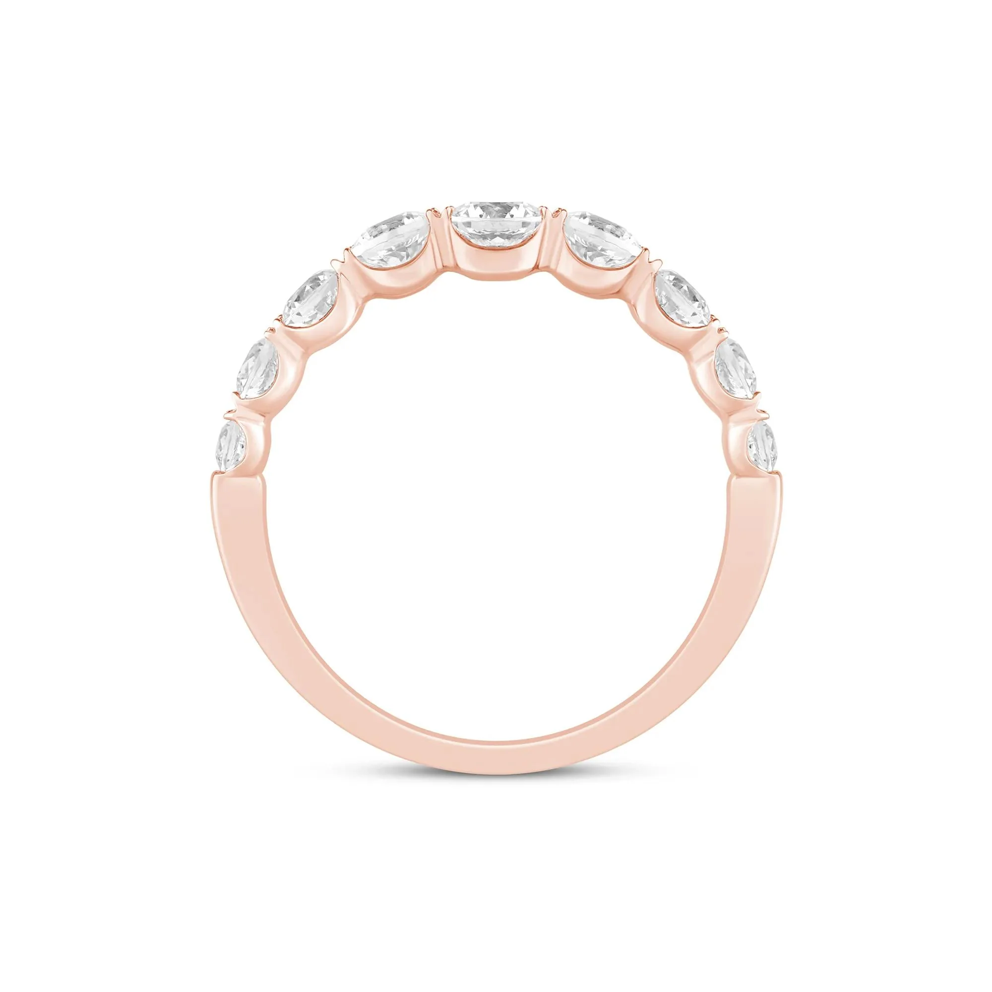 1 CT. Tw. Lab Grown Diamond Shared-Prong Band Ring 14K Rose Gold Round Brilliant Cut Size 8.5 1mm - Image 2
