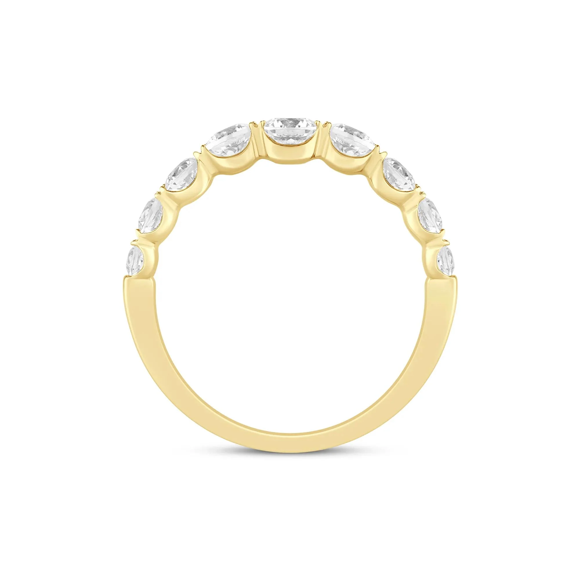 1 CT. Tw. Lab Grown Diamond Shared-Prong Band Ring 14K Yellow Gold Round Brilliant Cut Size 6.5 1mm - Image 2