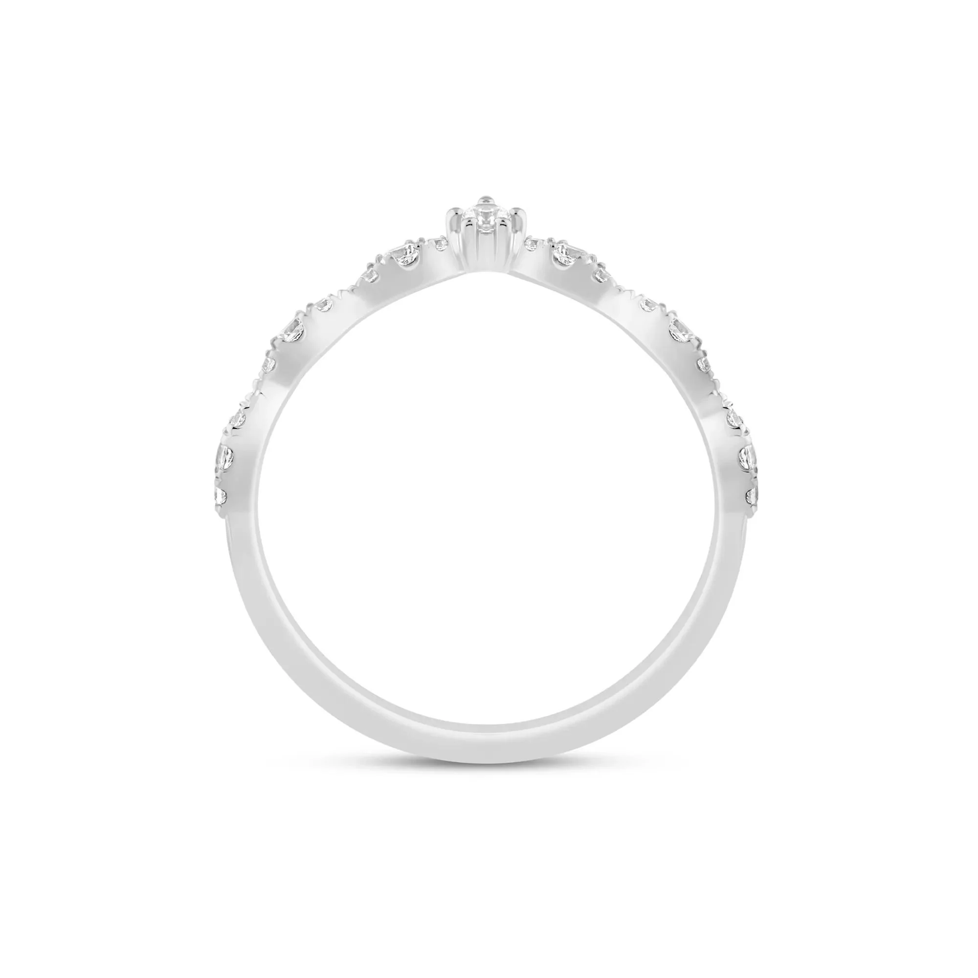 1/4 CT. Tw. Faux Marquise Diamond Chevron Band Ring 14K White Gold Size 6 1mm - Image 2