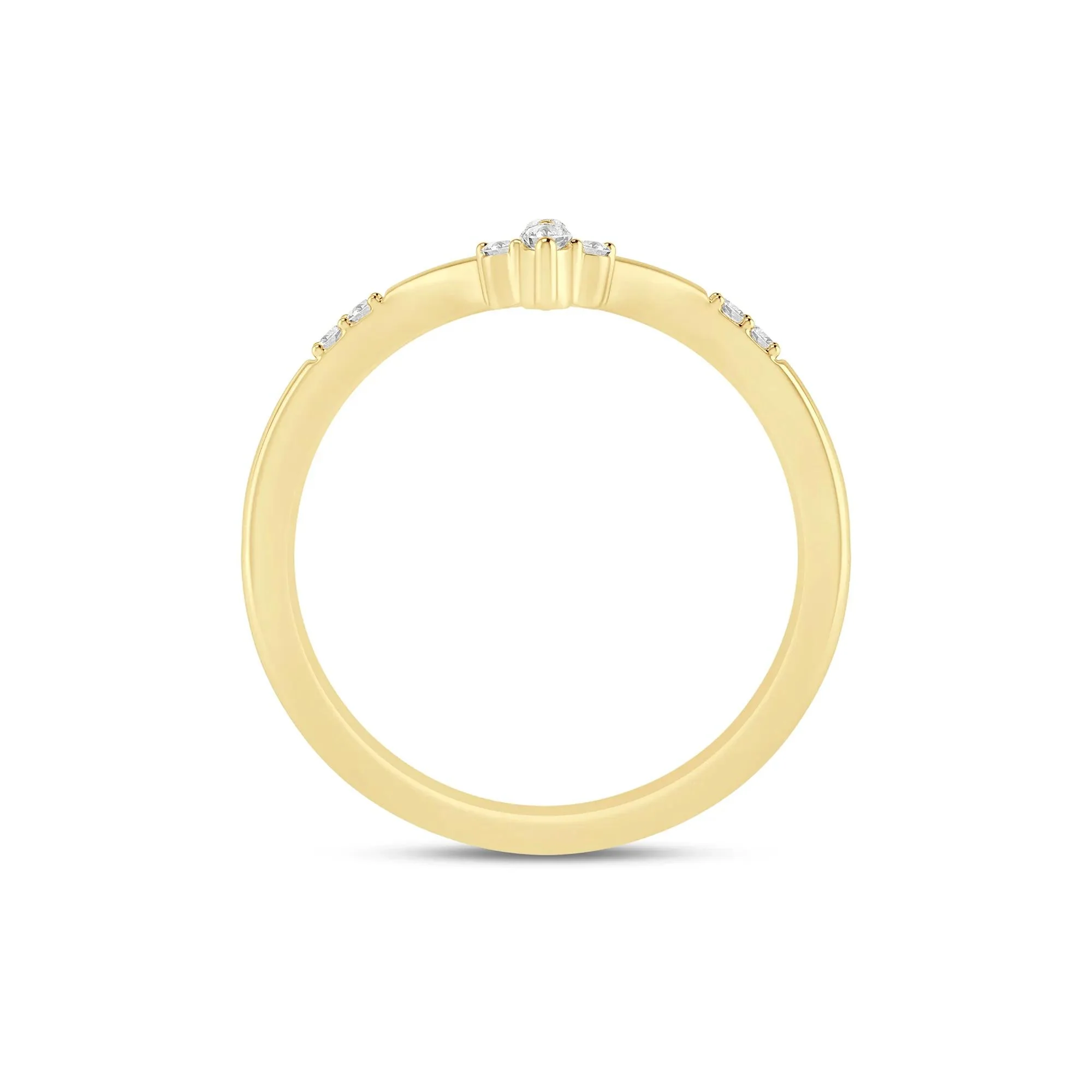 1/10 CT. Tw. Diamond Chevron Band Ring 14K Yellow Gold Size 6 1mm - Image 2