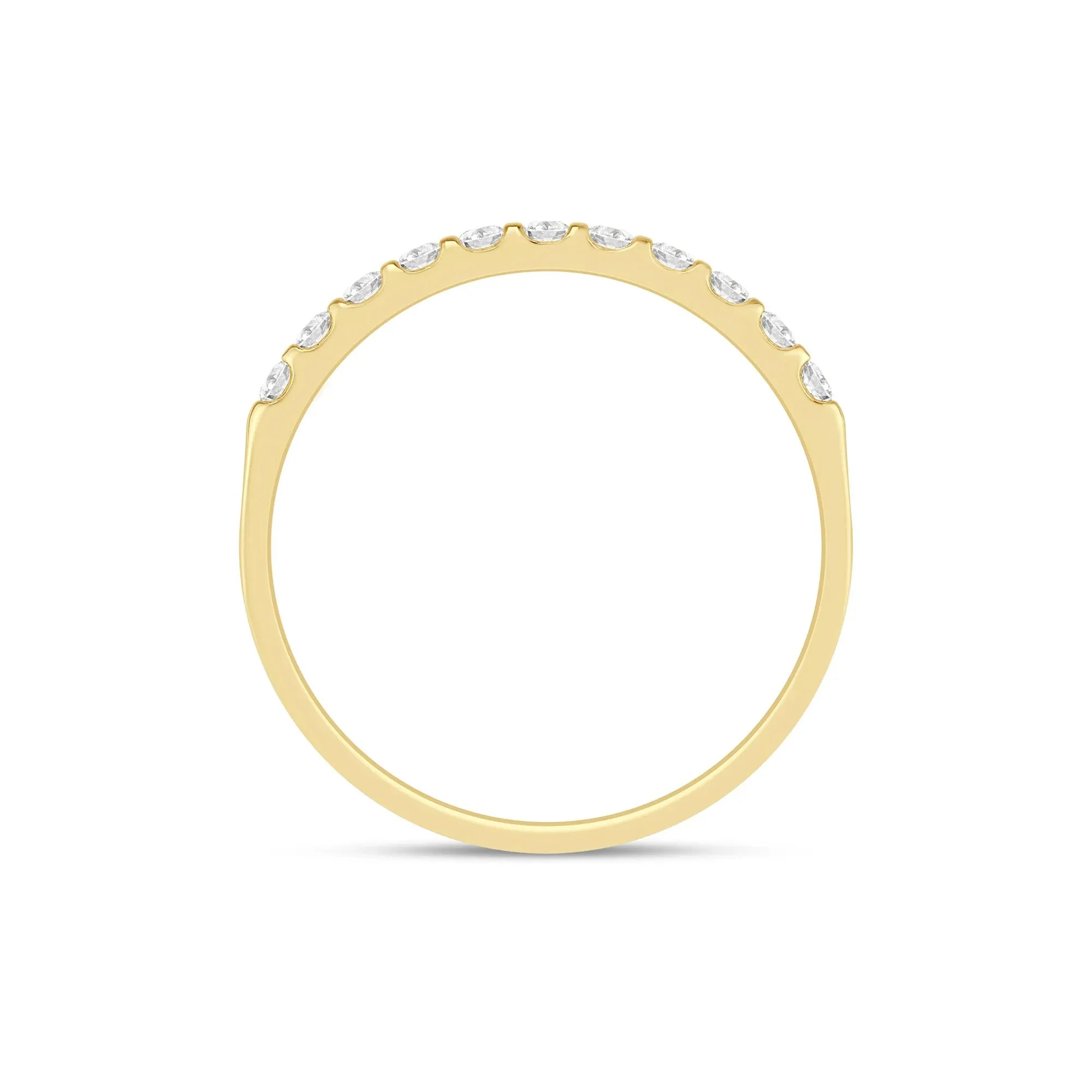1/7 CT. Tw. Diamond Band Ring 10K Yellow Gold Round Brilliant Cut Size 7 1mm - Image 2