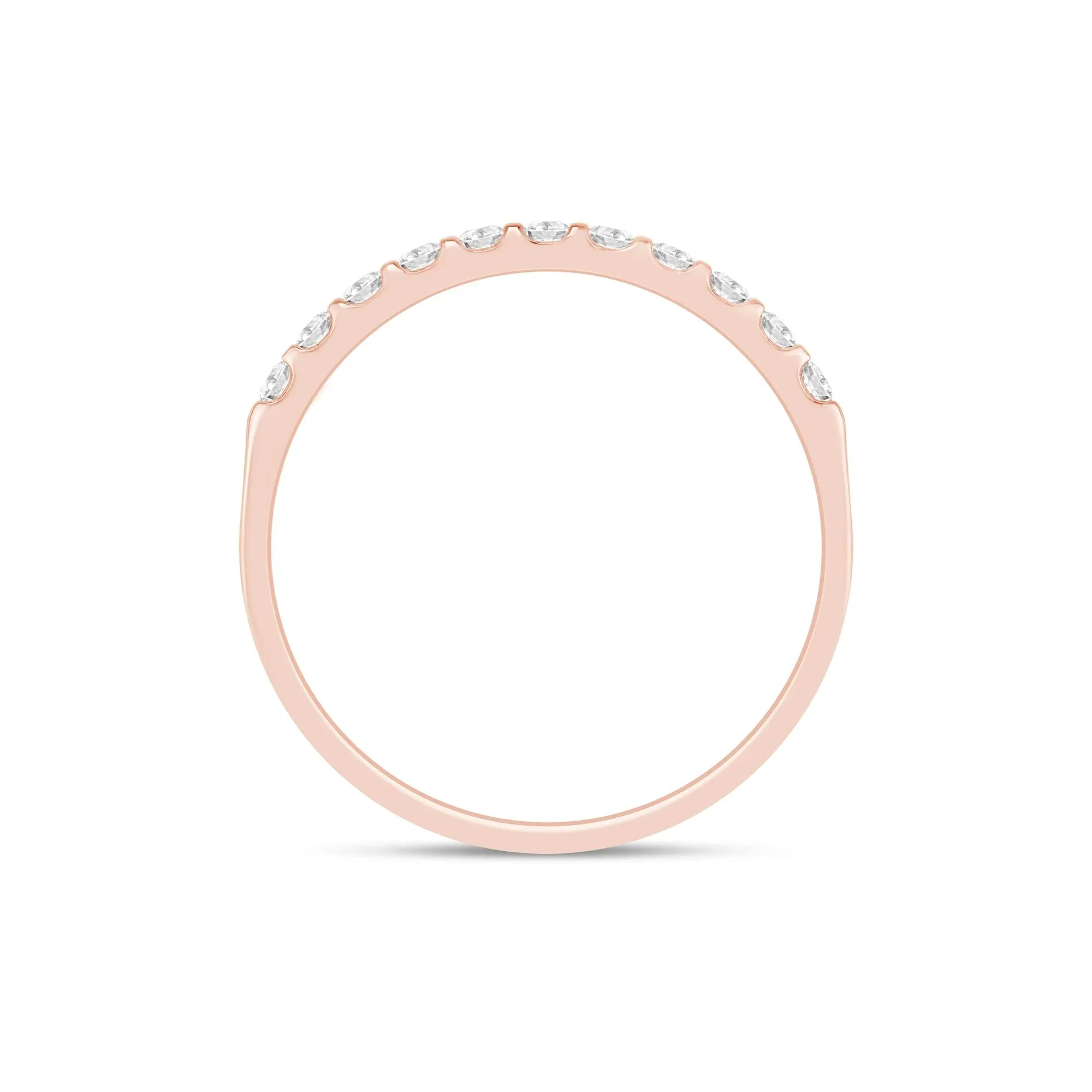 1/7 CT. Tw. Diamond Band Ring 10K Rose Gold Round Brilliant Cut Size 7.5 1mm - Image 2