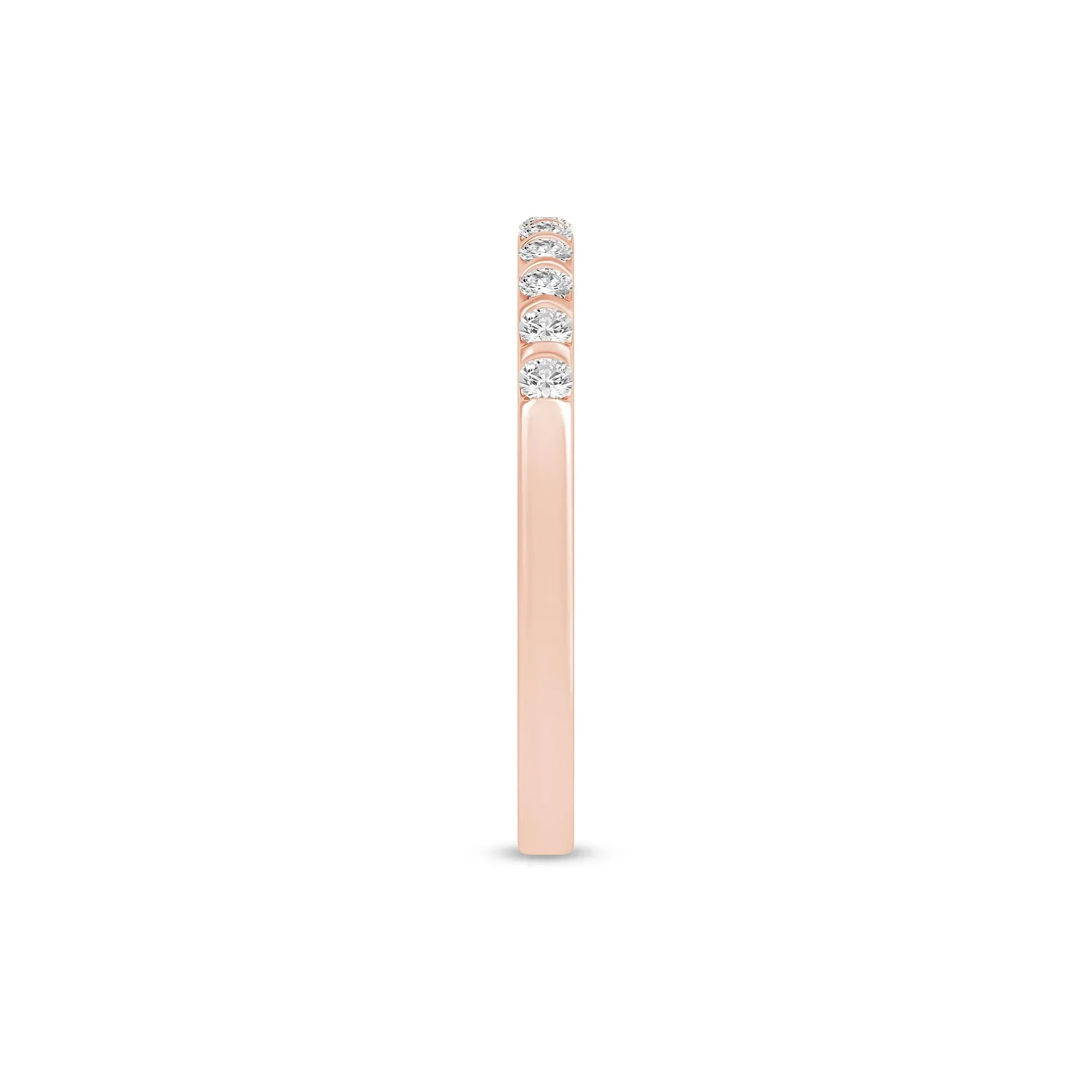 1/7 CT. Tw. Diamond Band Ring 10K Rose Gold Round Brilliant Cut Size 9 1mm - Image 3
