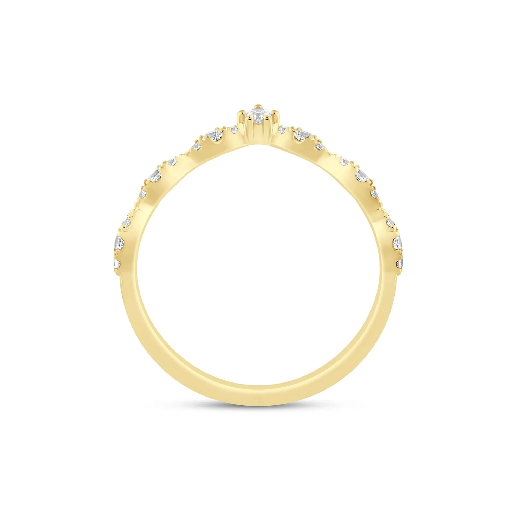 1/4 CT. Tw. Faux Marquise Diamond Chevron Band Ring 14K Yellow Gold Size 5.5 1mm - Image 2
