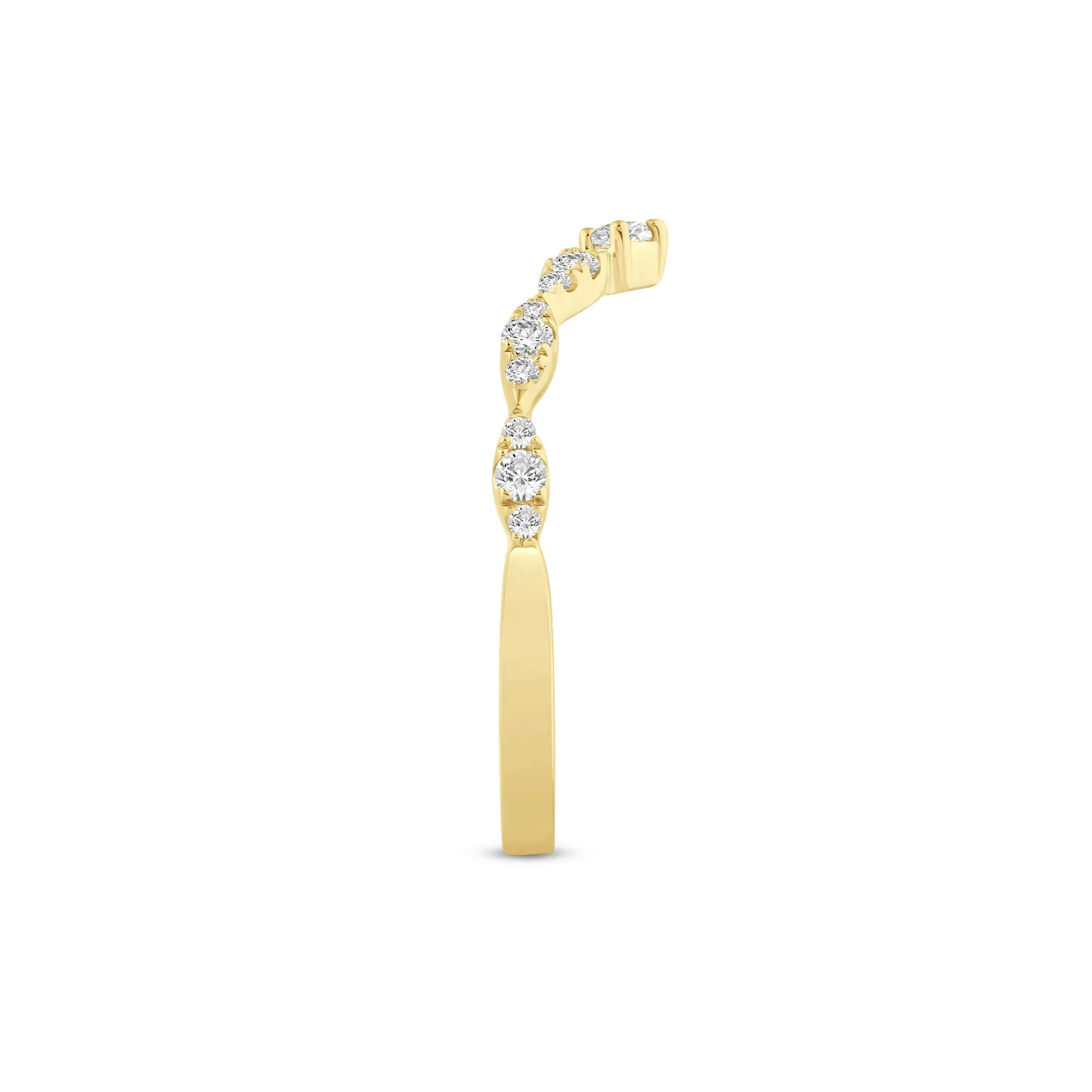 1/4 CT. Tw. Faux Marquise Diamond Chevron Band Ring 14K Yellow Gold Size 8 1mm - Image 3