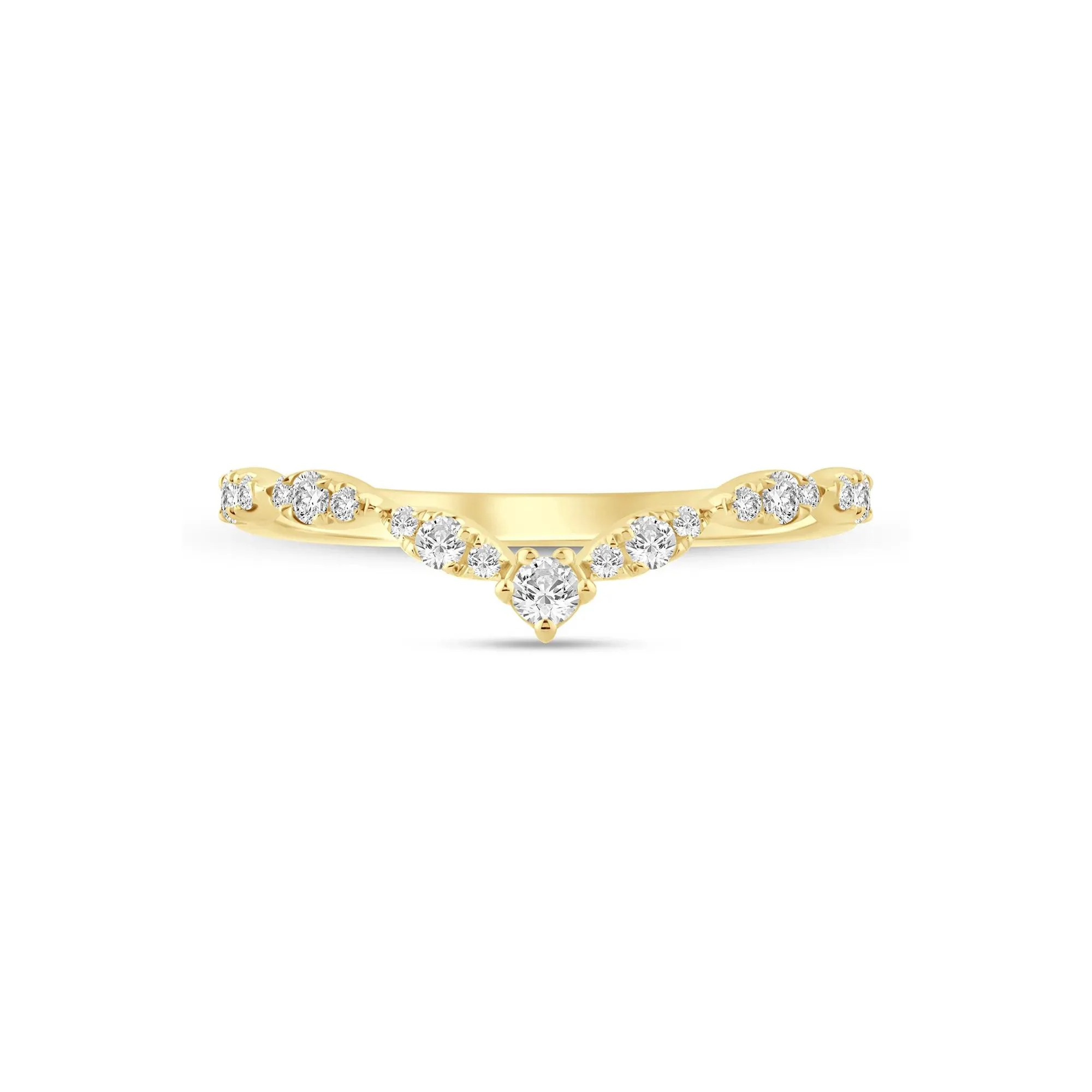 1/4 CT. Tw. Faux Marquise Diamond Chevron Band Ring 14K Yellow Gold Size 9 1mm
