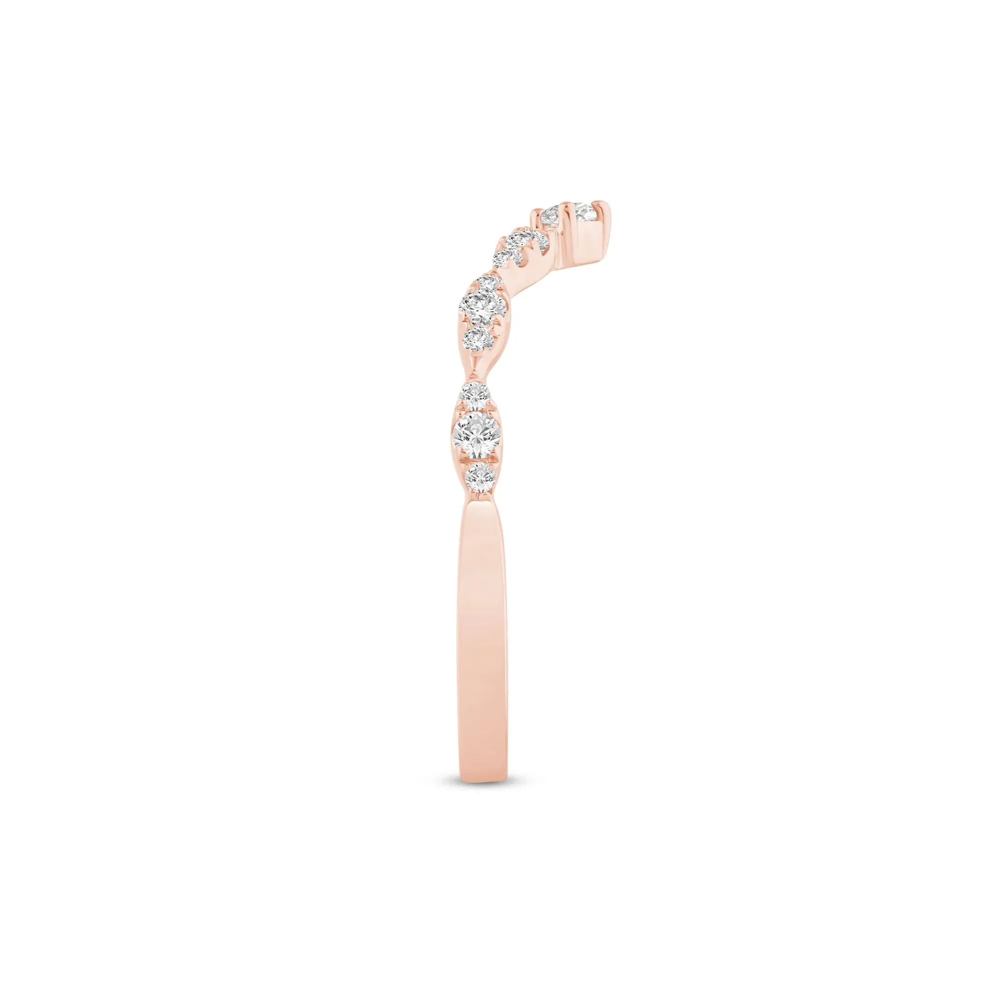 1/4 CT. Tw. Faux Marquise Diamond Chevron Band Ring 14K Rose Gold Size 6 1mm - Image 3