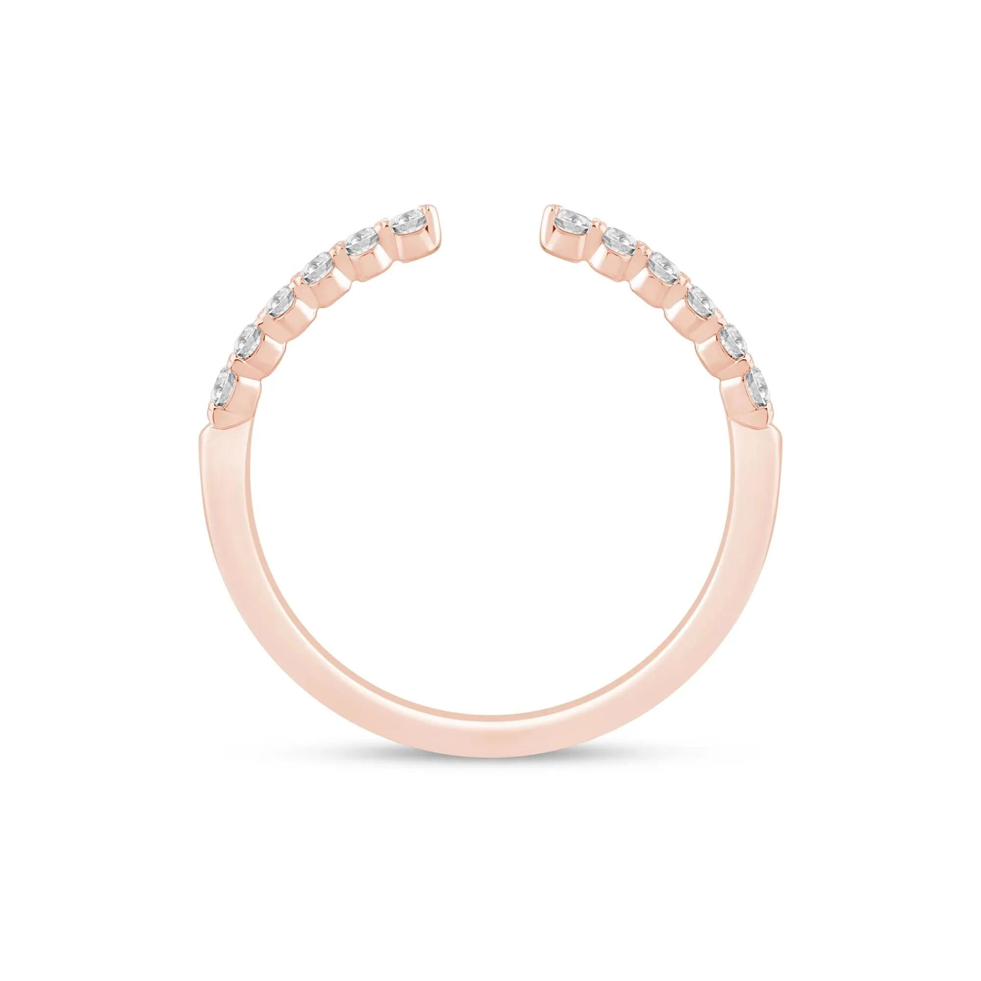 1/4 CT. Tw. Round Diamond Open Band Ring 14K Rose Gold Size 6 1mm - Image 2