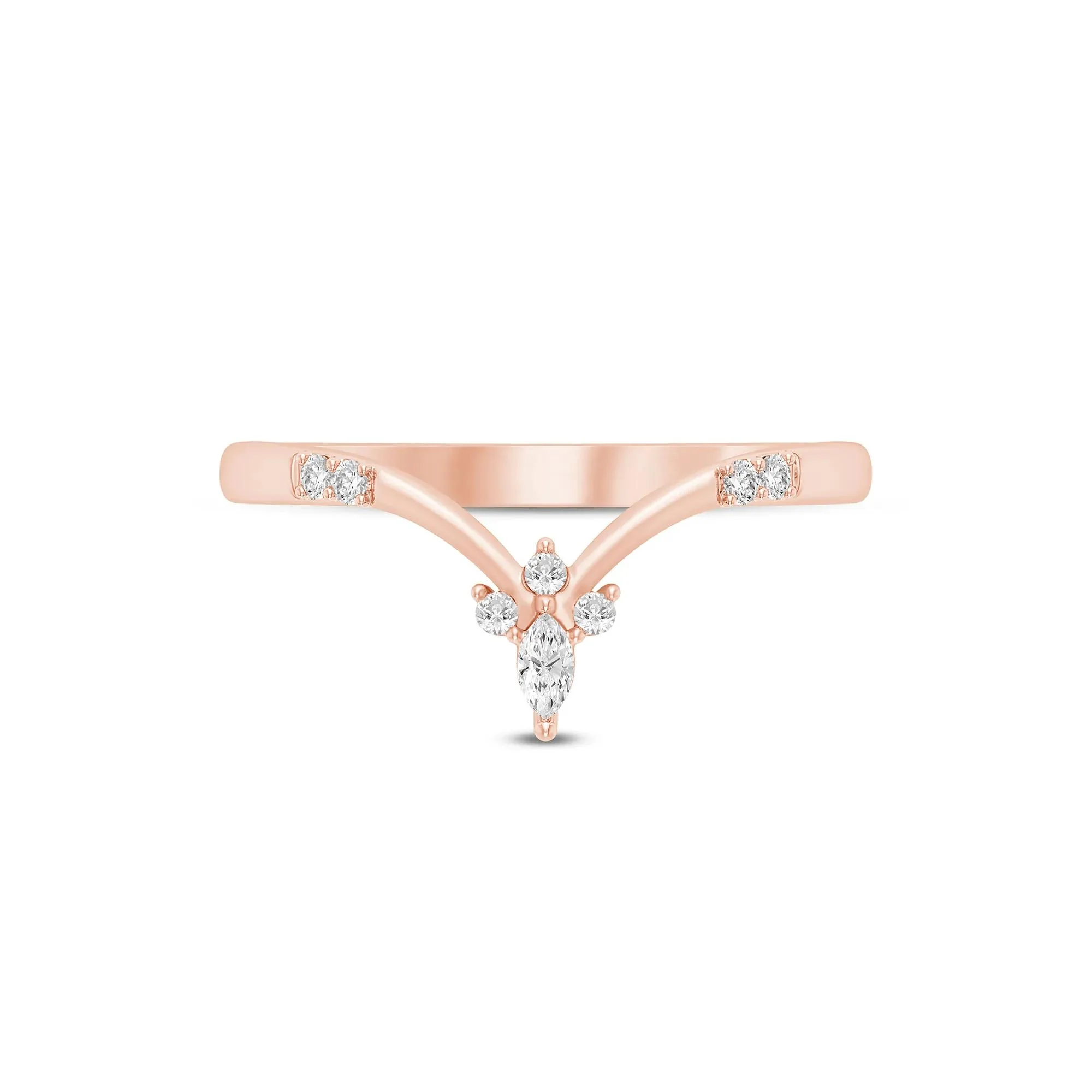 1/10 CT. Tw. Diamond Chevron Band Ring 14K Rose Gold Size 7 1mm