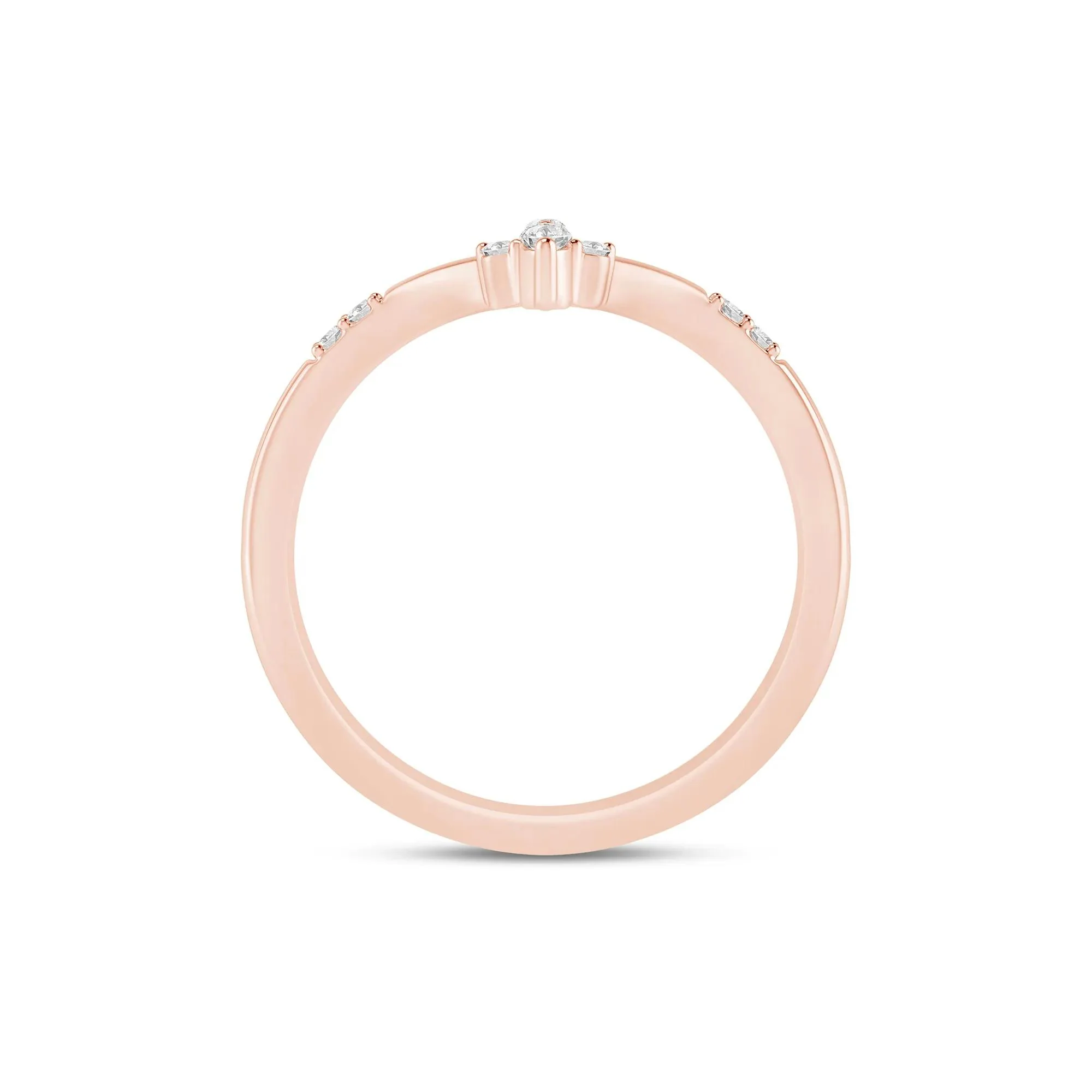 1/10 CT. Tw. Diamond Chevron Band Ring 14K Rose Gold Size 9 1mm - Image 2
