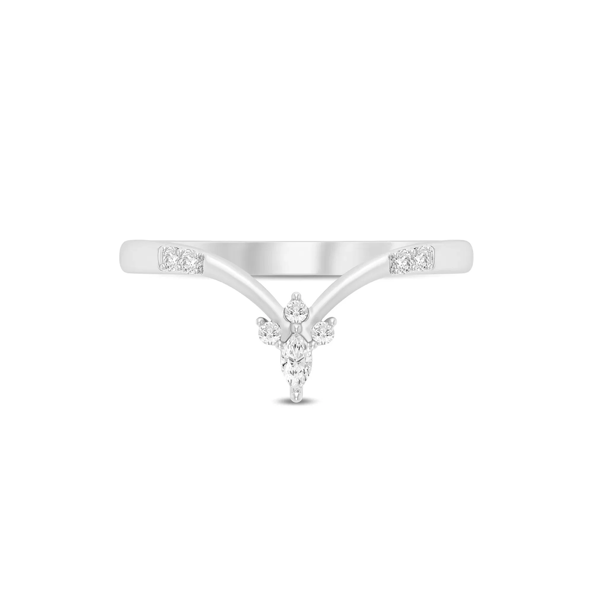 1/10 CT. Tw. Diamond Chevron Band Ring 14K White Gold Size 5 1mm