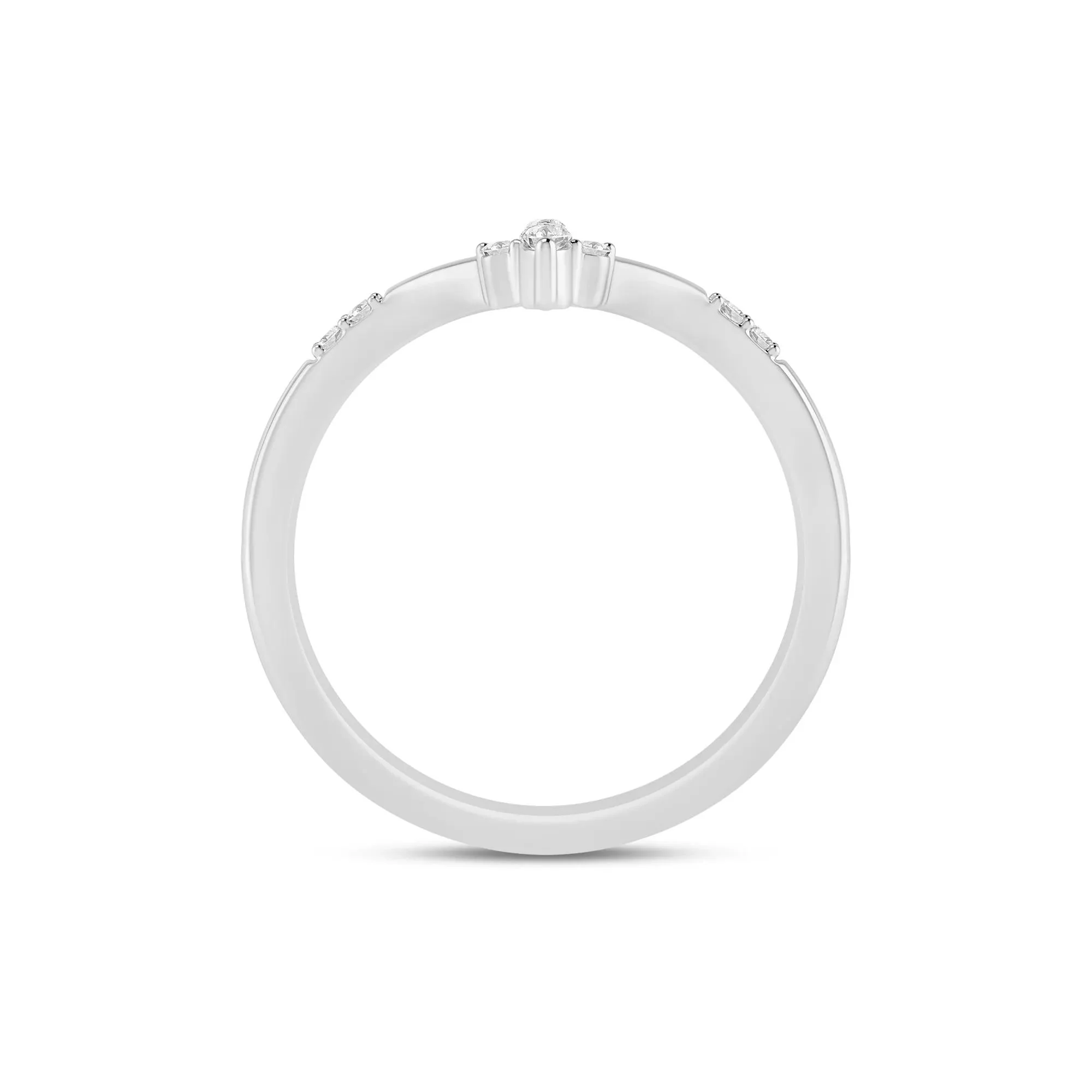 1/10 CT. Tw. Diamond Chevron Band Ring 14K White Gold Size 6 1mm - Image 2