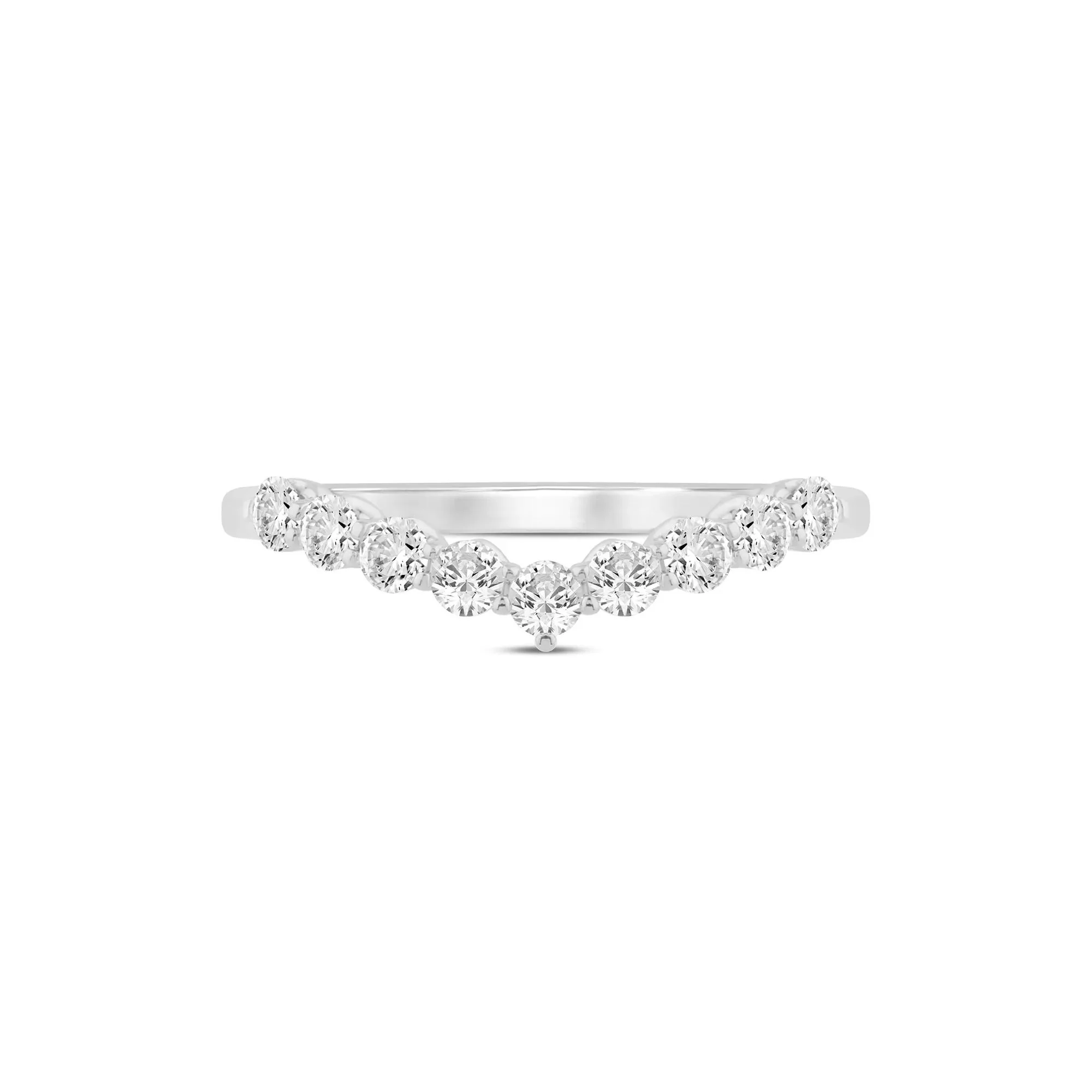 1/2 CT. Tw. Lab Grown Diamond Chevron Band Ring 14K White Gold Round Brilliant Cut Size 8.5 1mm