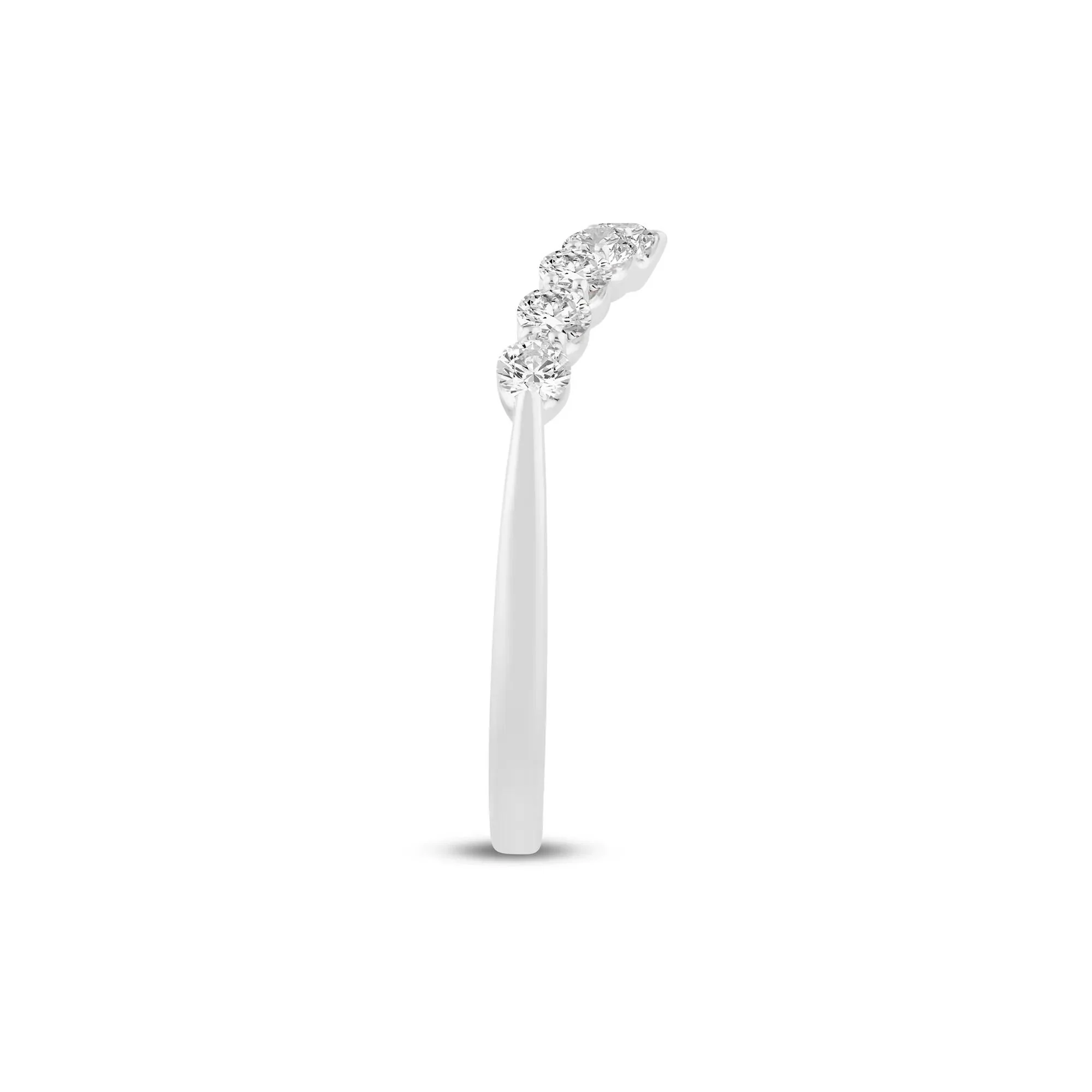 1/2 CT. Tw. Lab Grown Diamond Chevron Band Ring 14K White Gold Round Brilliant Cut Size 9 1mm - Image 3