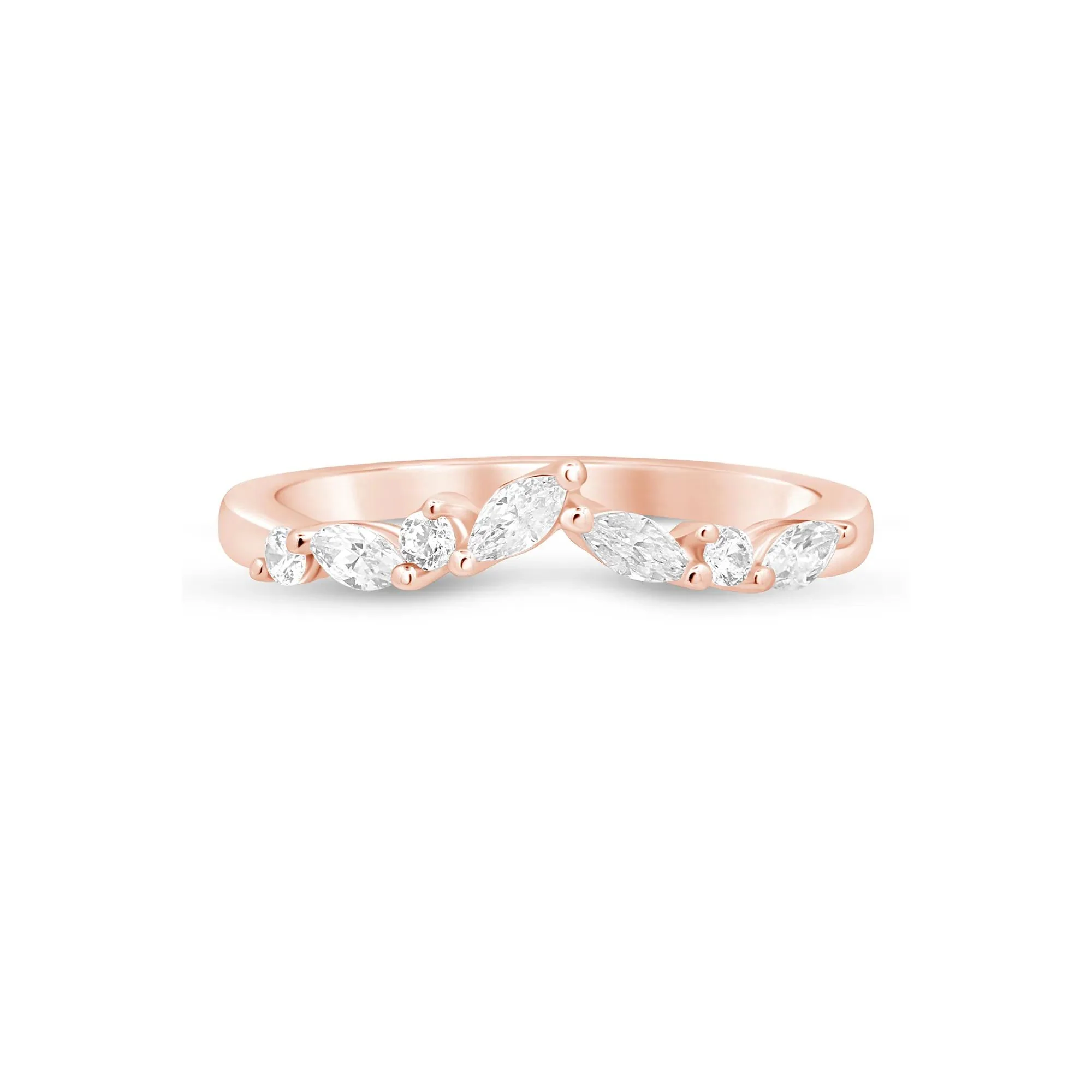 1/3 CT. Tw. Diamond Chevron Band Ring 14K Rose Gold Size 6.5 1mm