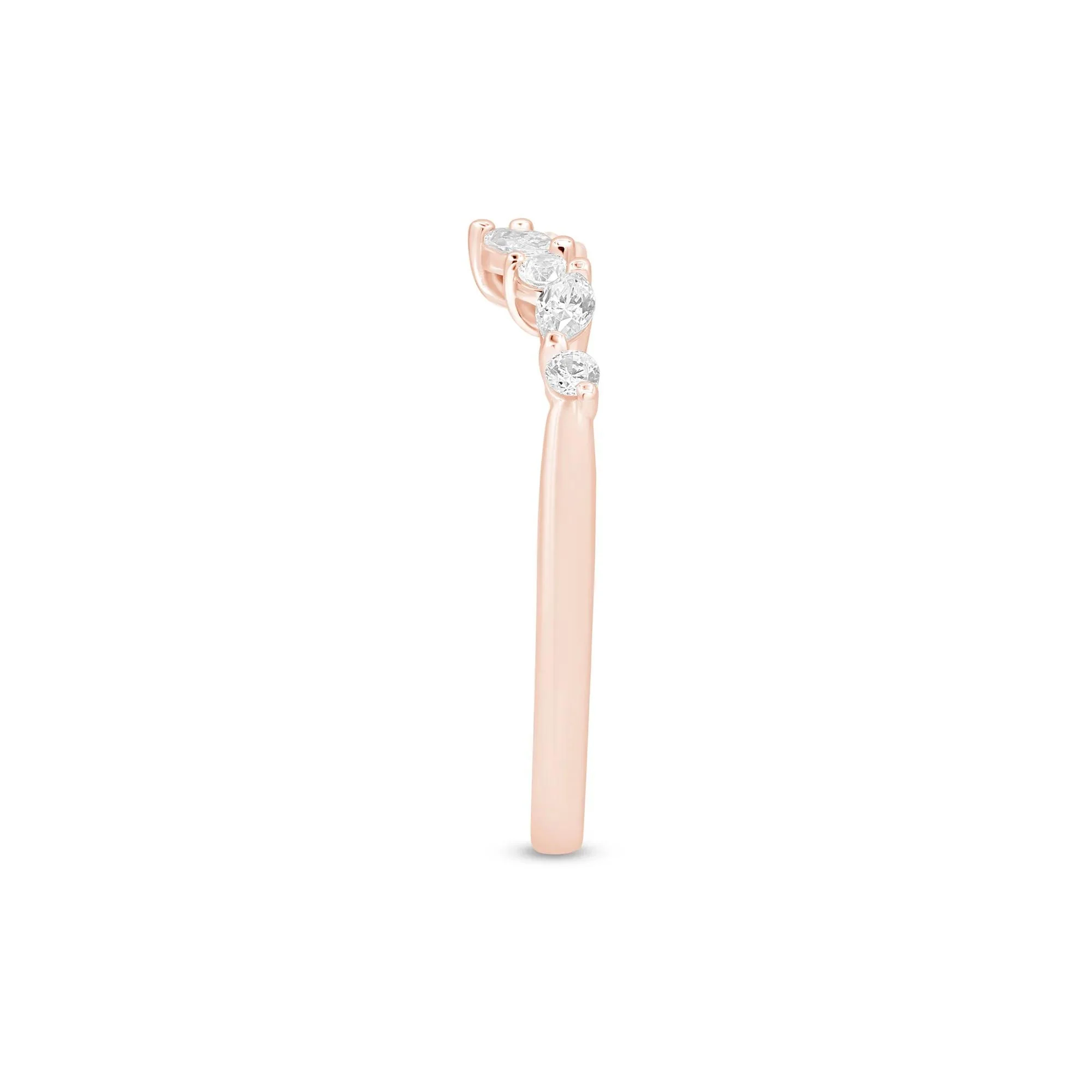 1/3 CT. Tw. Diamond Chevron Band Ring 14K Rose Gold Size 9 1mm - Image 3