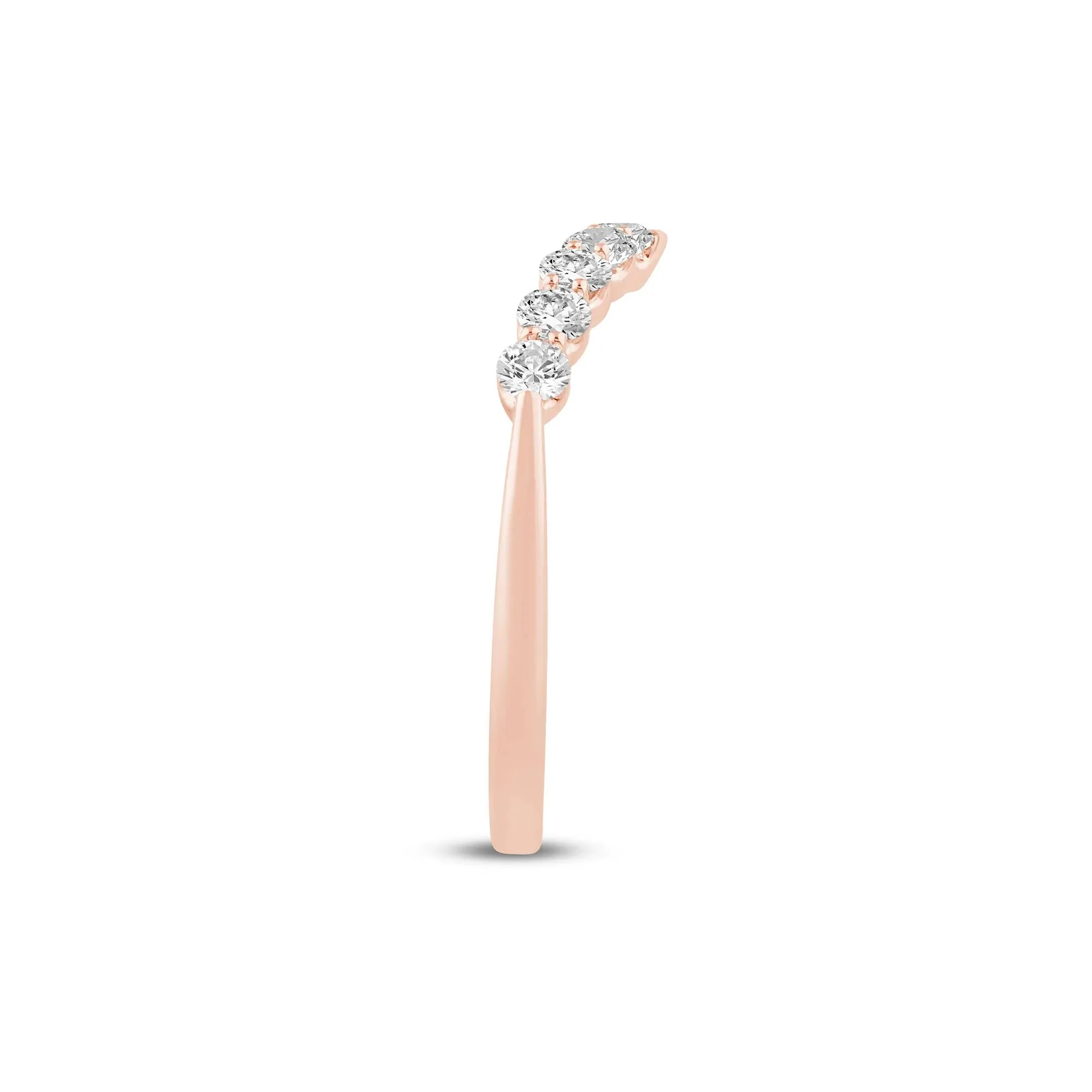 1/2 CT. Tw. Lab Grown Diamond Chevron Band Ring 14K Rose Gold Round Brilliant Cut Size 8.5 1mm - Image 3