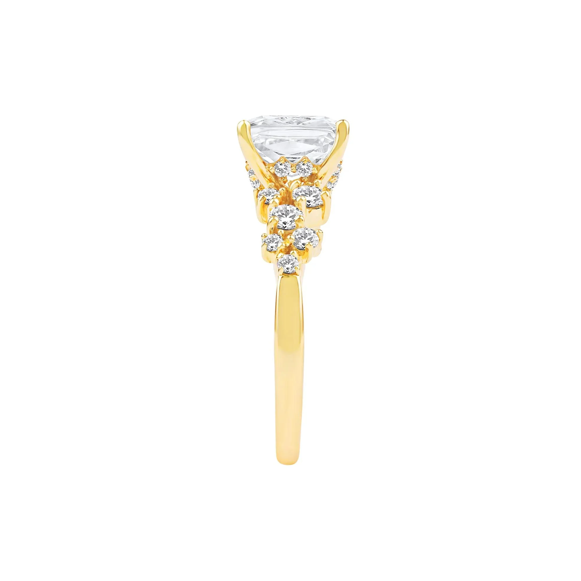 2 1/2 CT. Tw. Lab Grown Diamond Elongated Cushion-Cut Engagement Ring 14K Yellow Gold Size 6.5 2mm - Image 3