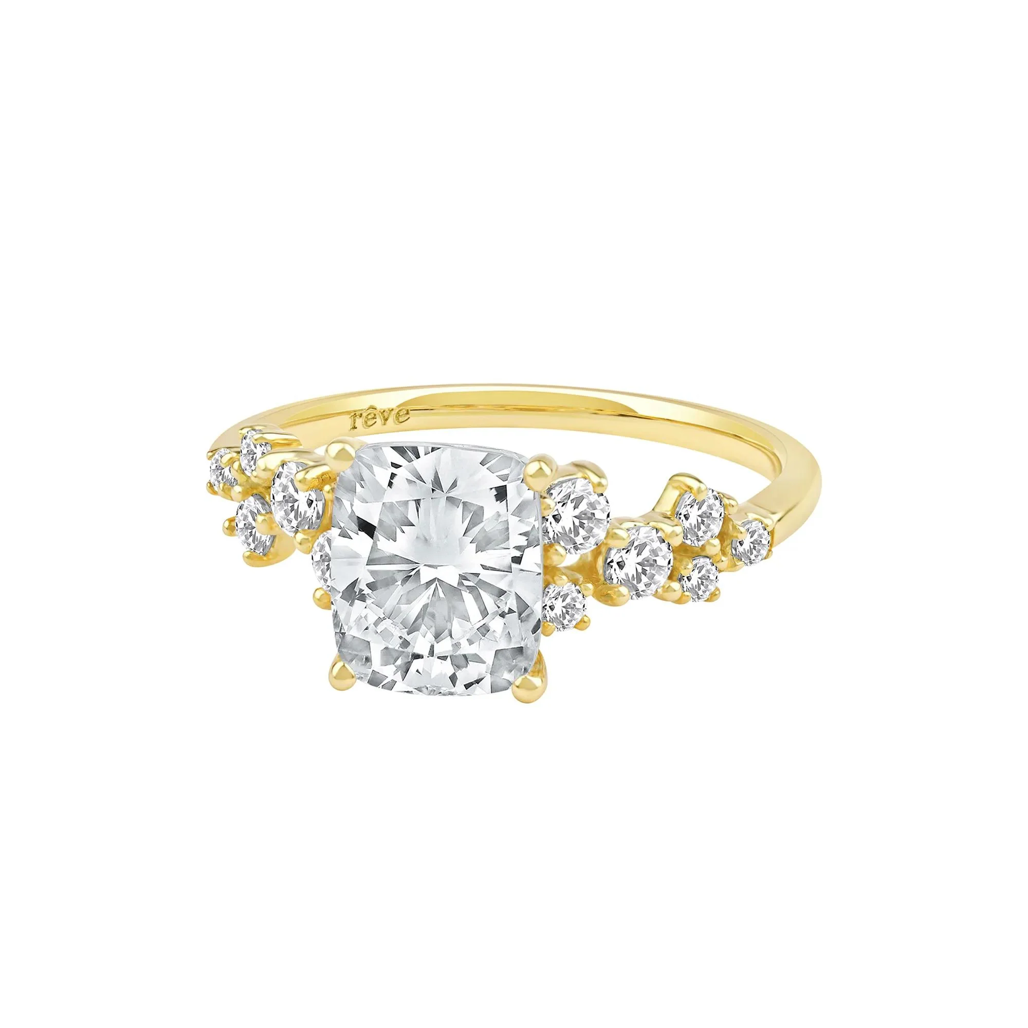 2 1/2 CT. Tw. Lab Grown Diamond Elongated Cushion-Cut Engagement Ring 14K Yellow Gold Size 7 2mm - Image 5
