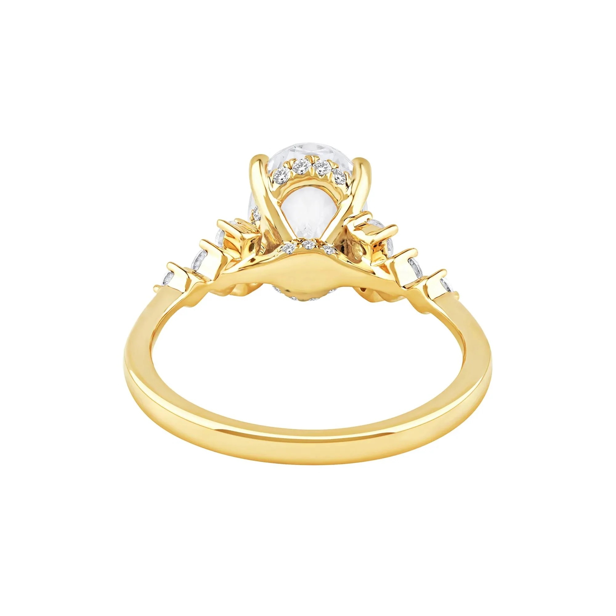 2 1/2 CT. Tw. Lab Grown Diamond Oval-Shaped Engagement Ring 14K Yellow Gold Round Brilliant Cut Size 8.5 2mm - Image 4