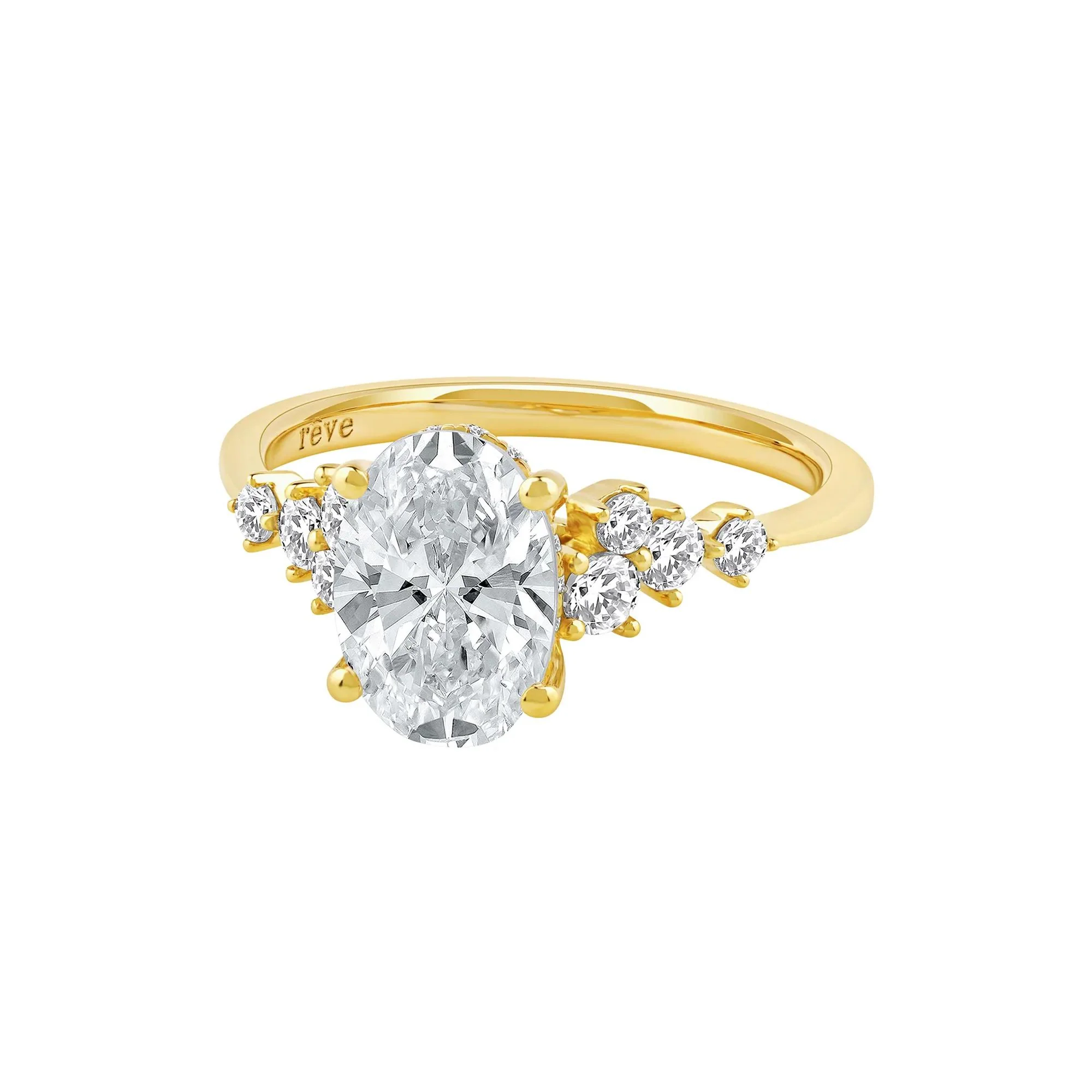 2 1/2 CT. Tw. Lab Grown Diamond Oval-Shaped Engagement Ring 14K Yellow Gold Round Brilliant Cut Size 8.5 2mm - Image 5