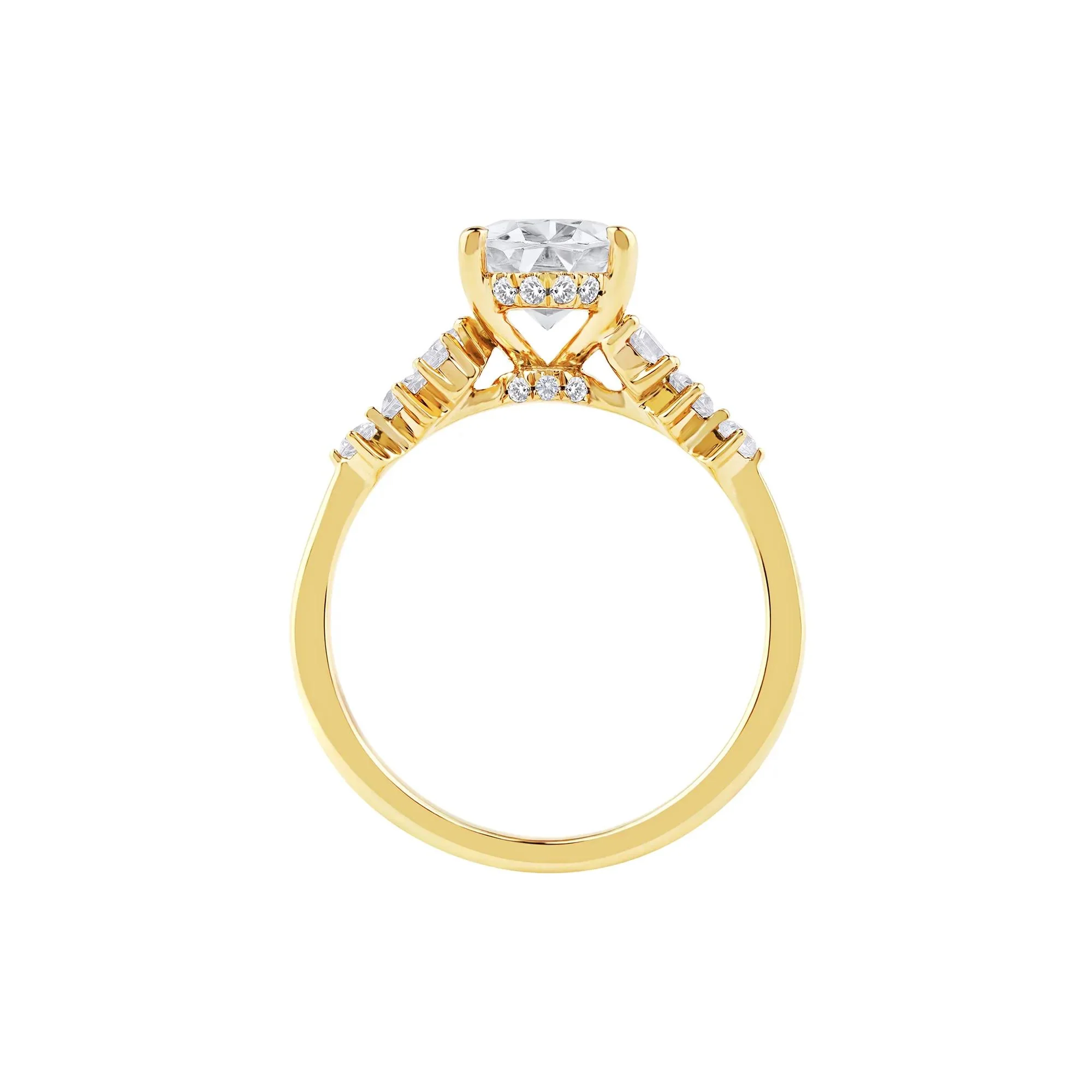 2 1/2 CT. Tw. Lab Grown Diamond Oval-Shaped Engagement Ring 14K Yellow Gold Round Brilliant Cut Size 9.5 2mm - Image 2