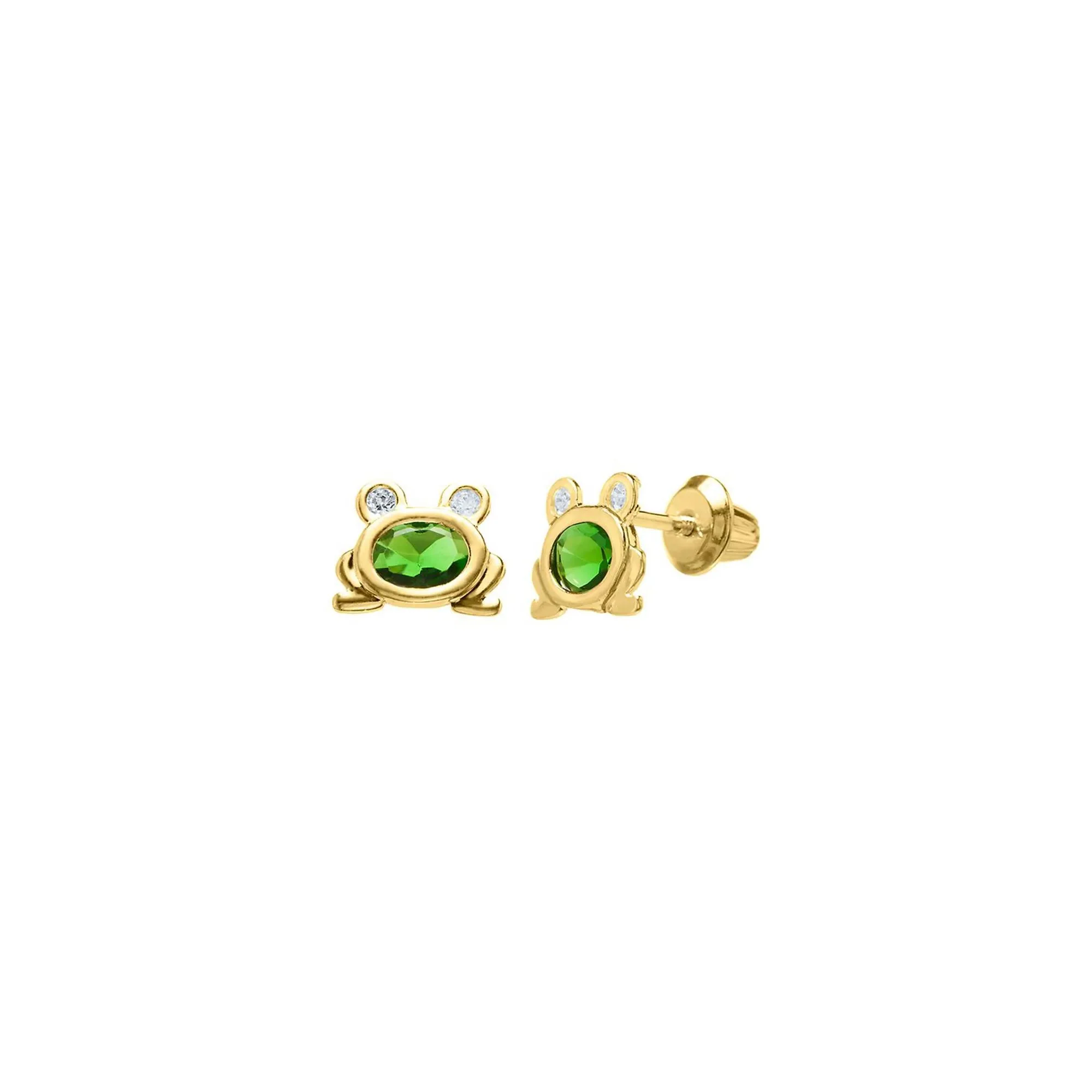 Children's Frog Earrings 14K Yellow Gold Size 8.00mm