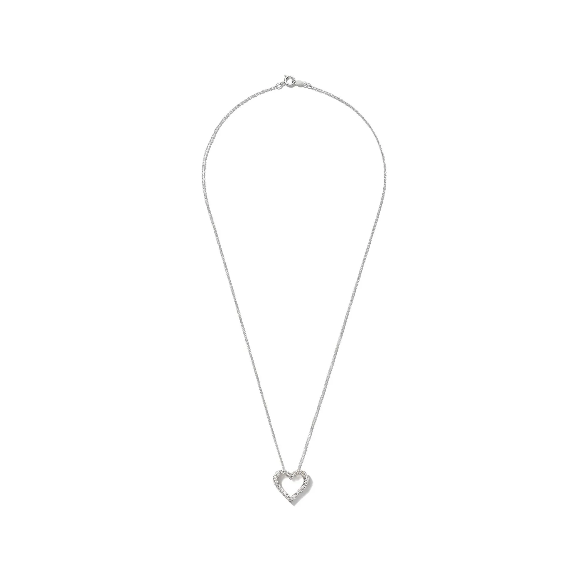 Lab Grown Diamond Heart Pendant Necklace White Size 18" - Image 2