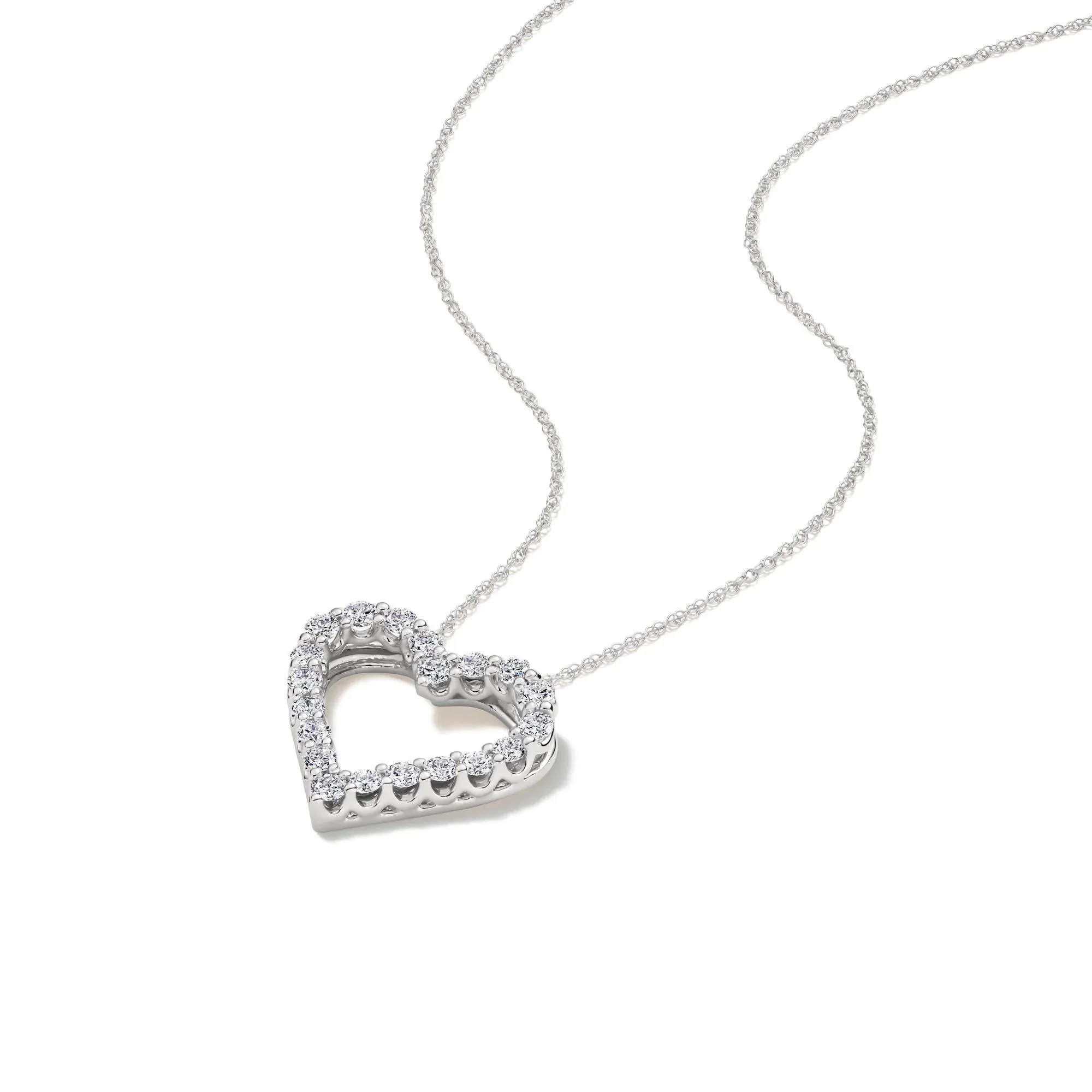 Lab Grown Diamond Heart Pendant Necklace White Size 18" - Image 4