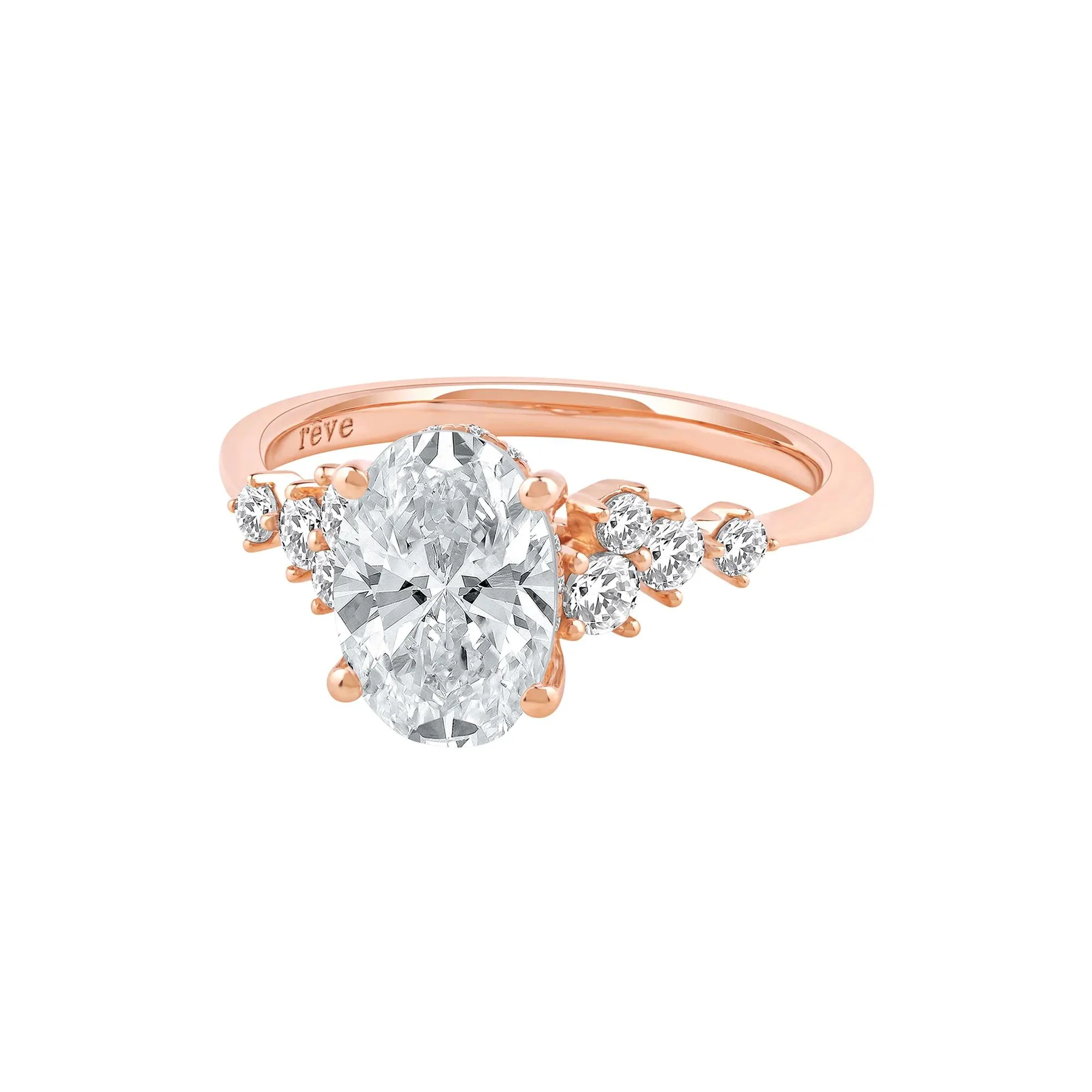2 1/2 CT. Tw. Lab Grown Diamond Oval-Shaped Engagement Ring 14K Rose Gold Round Brilliant Cut Size 7.5 2mm - Image 5
