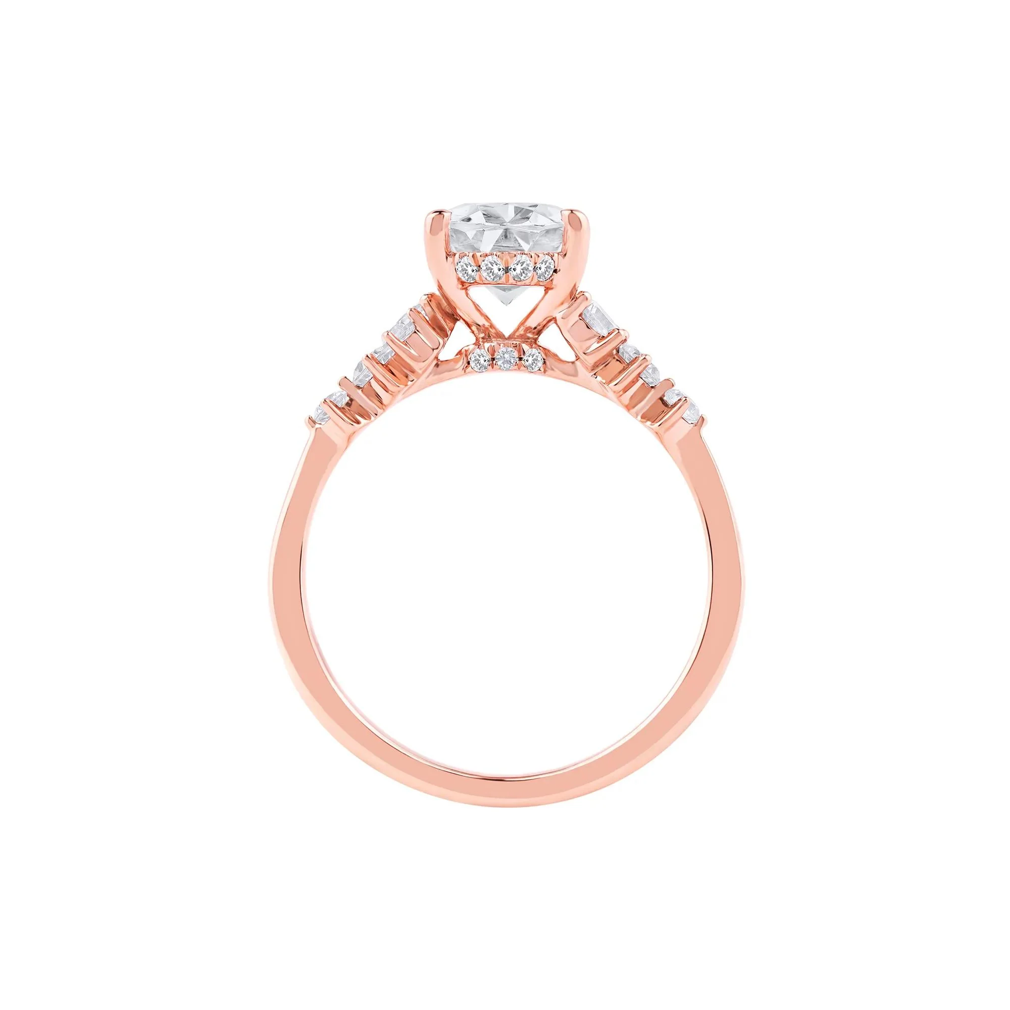 2 1/2 CT. Tw. Lab Grown Diamond Oval-Shaped Engagement Ring 14K Rose Gold Round Brilliant Cut Size 8.5 2mm - Image 2