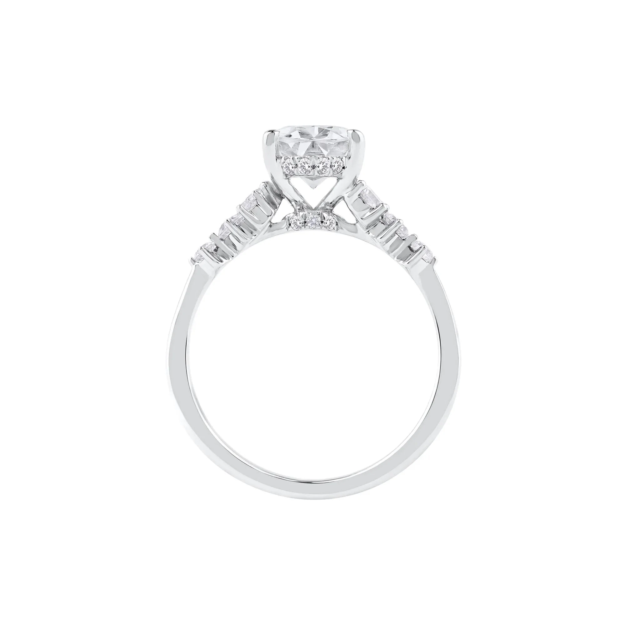 2 1/2 CT. Tw. Lab Grown Diamond Oval-Shaped Engagement Ring 14K White Gold Round Brilliant Cut Size 6 2mm - Image 2