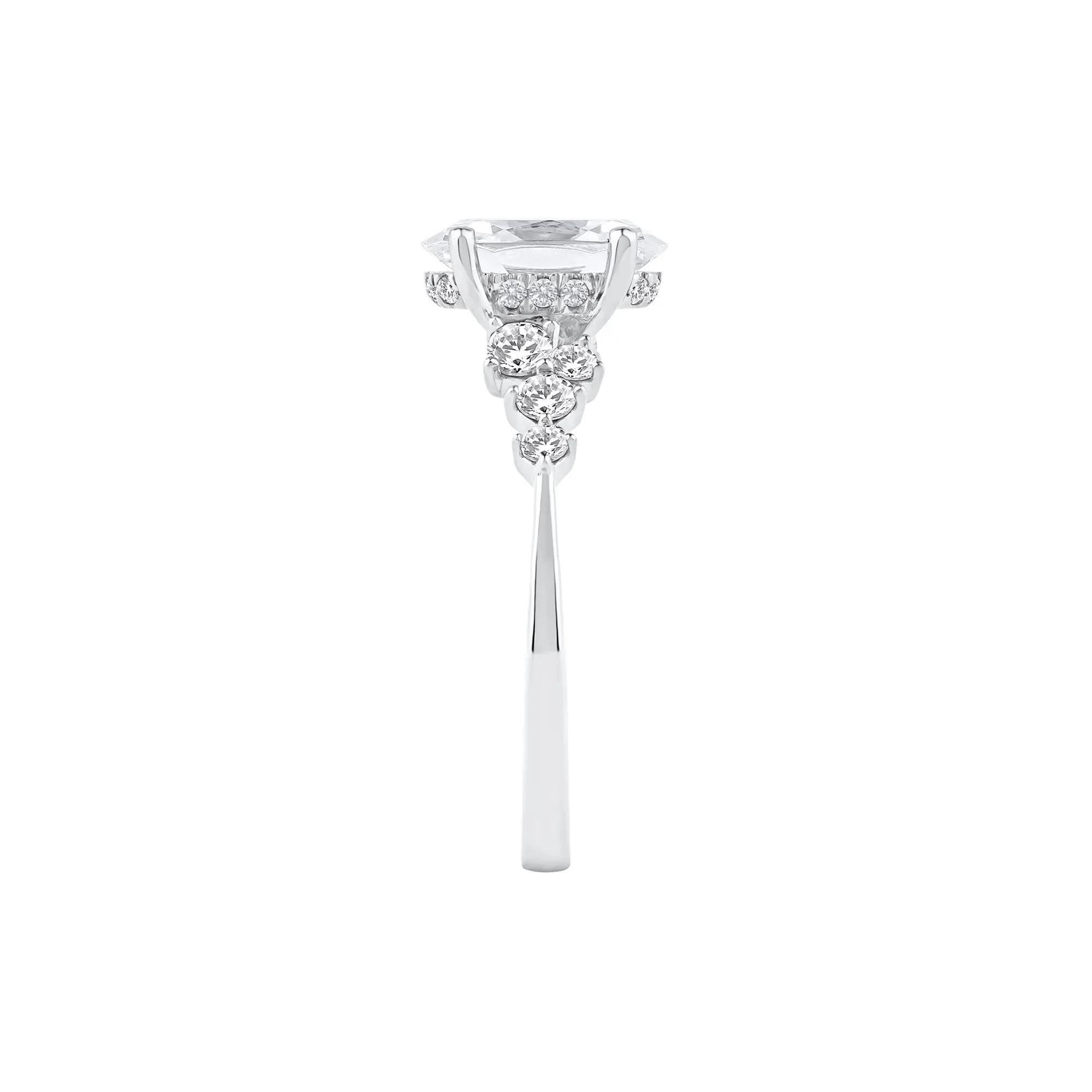 2 1/2 CT. Tw. Lab Grown Diamond Oval-Shaped Engagement Ring 14K White Gold Round Brilliant Cut Size 6 2mm - Image 3