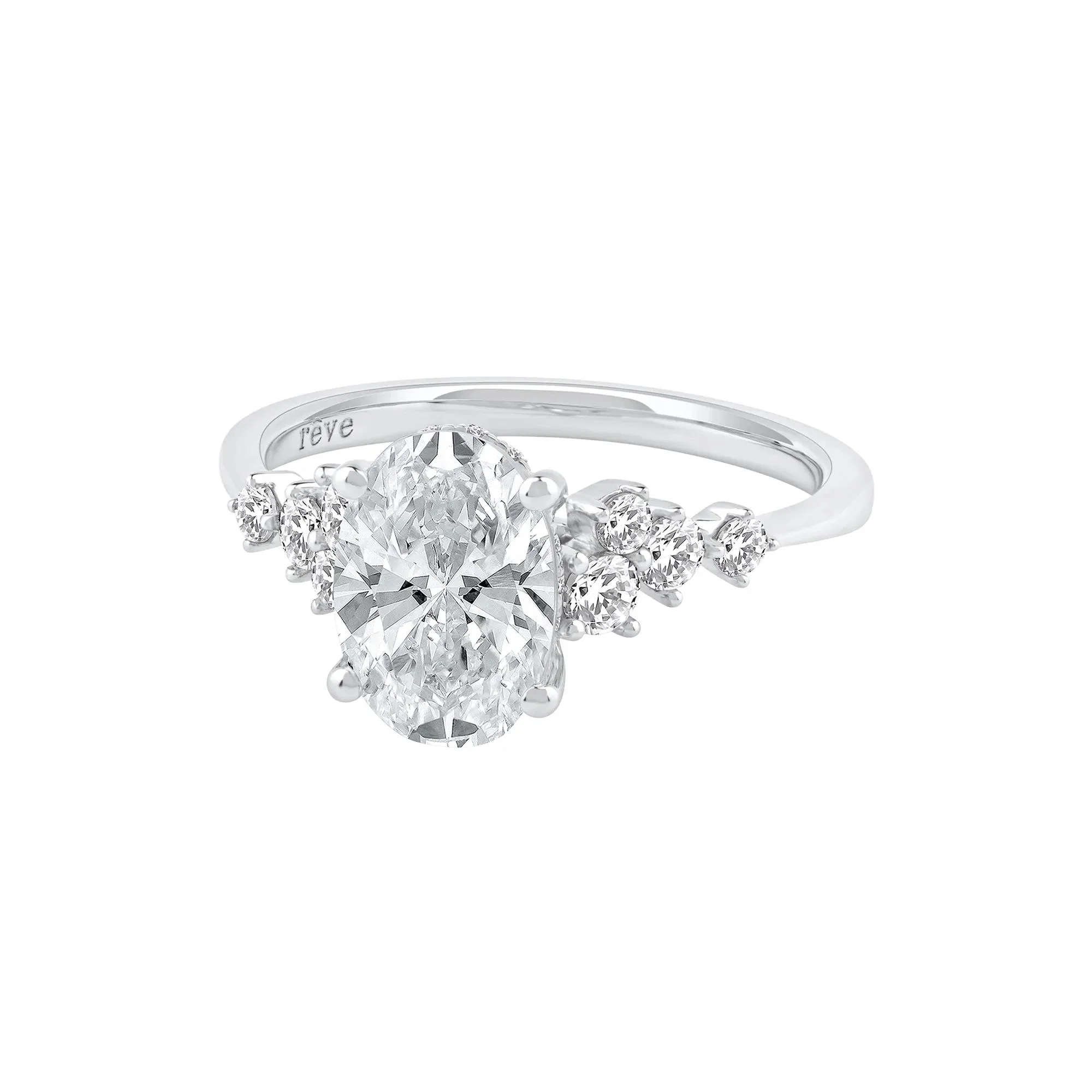 2 1/2 CT. Tw. Lab Grown Diamond Oval-Shaped Engagement Ring 14K White Gold Round Brilliant Cut Size 6 2mm - Image 5
